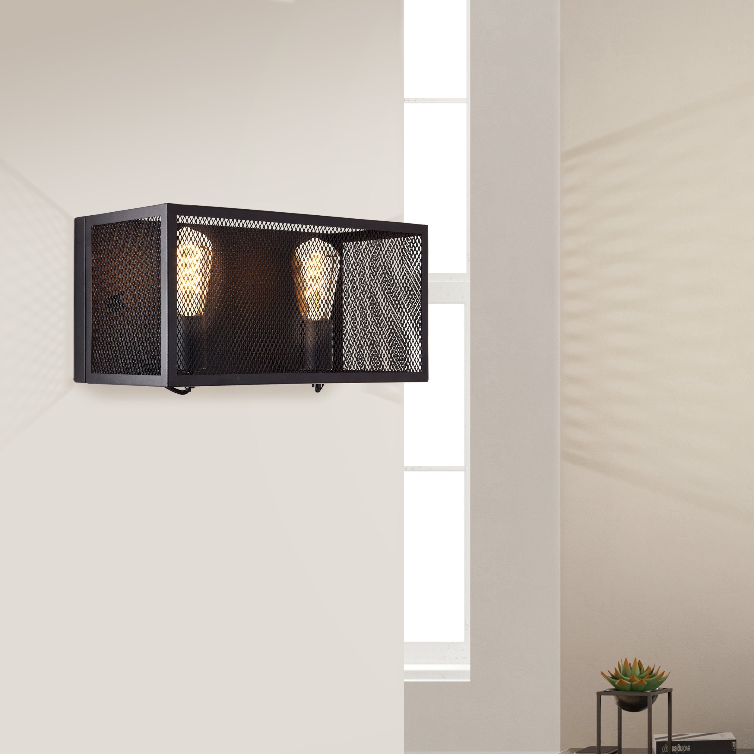 Brilliant Leuchten Wandlamp Maze 20 x 40 x 20 cm, 2 x e27, max. 40 w, metaal, zwart korund