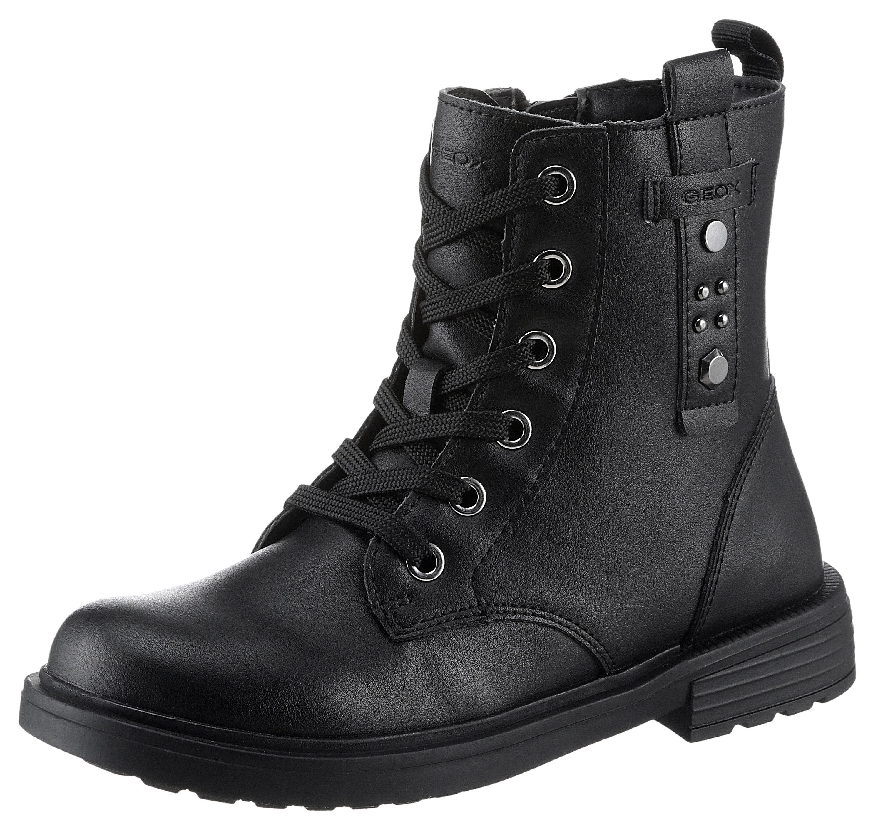 Geox Veterschoenen J ECLAIR GIRL M Bikerboots, winterlaarzen, laarzen met modieuze blokhak