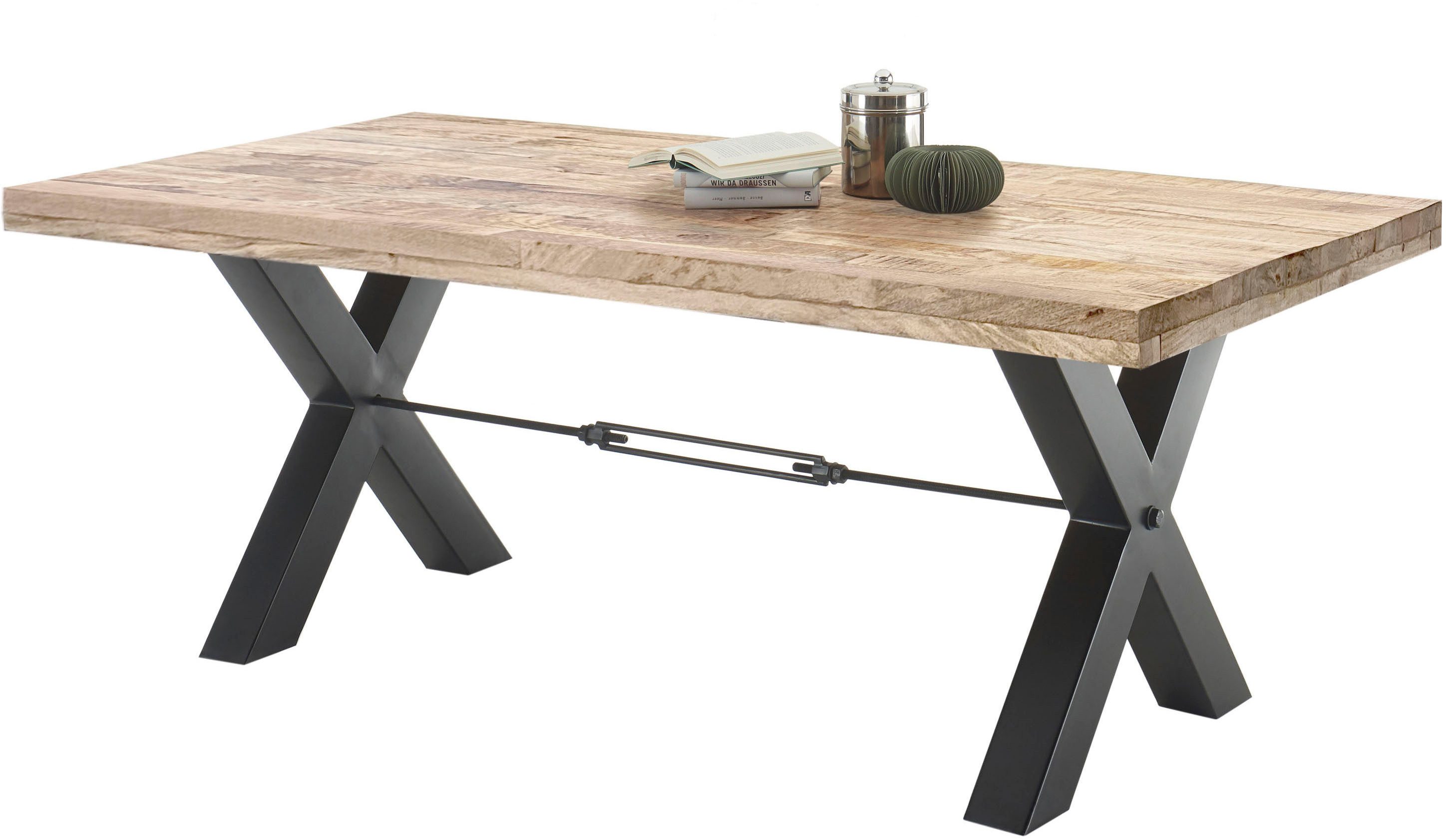 OTTO Stolkom Eettafel Delhi 200 cm breed in massief mango hout eettafels bruin
