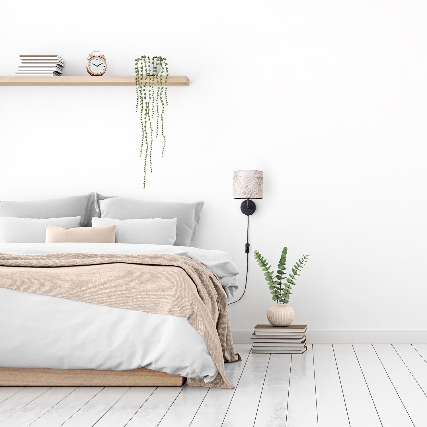 Paco Home Wandlamp Kuba 126 Binnen wandlamp lampenkap nachtlampje kind decor woonkamer palm