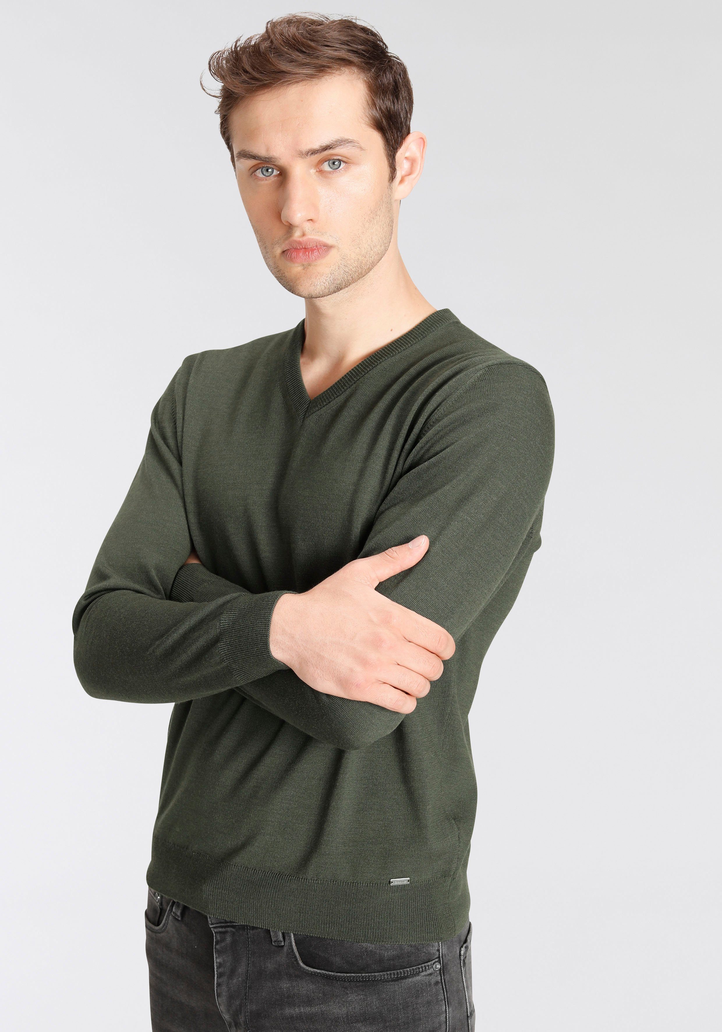OLYMP Trui met V-hals OLYMP brei casual klassieke brei-pullover