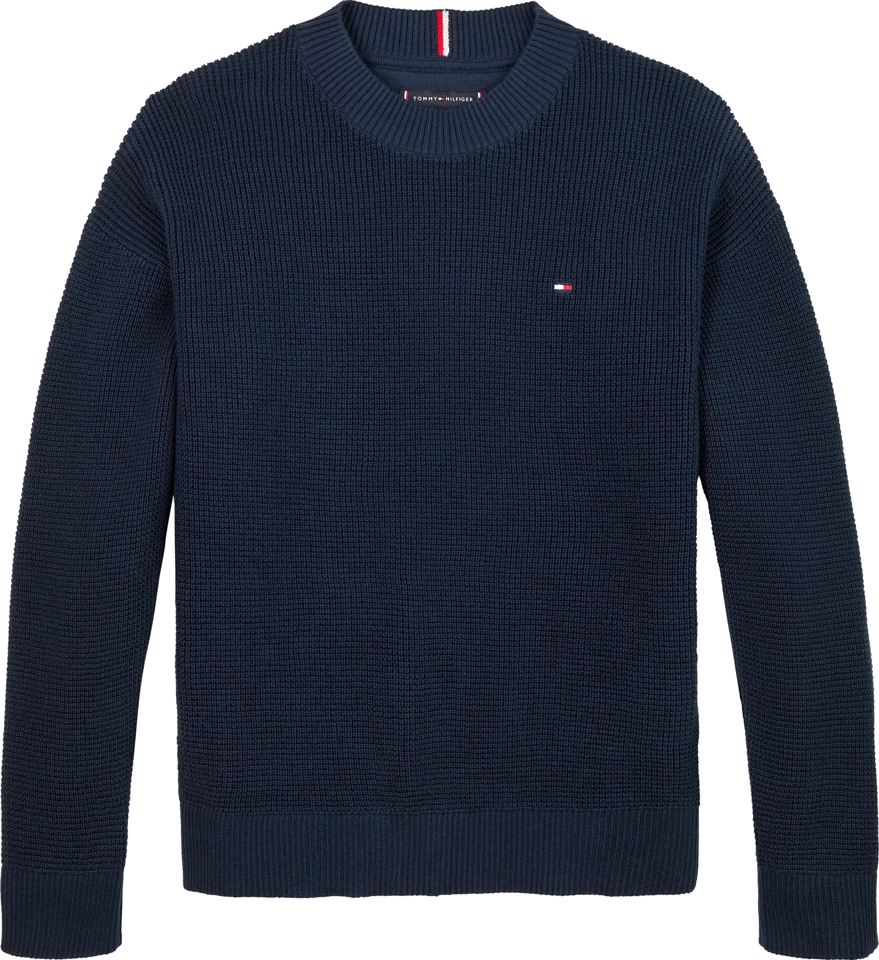Tommy Hilfiger Trui met ronde hals COTTON TEXTURE SWEATER voor kinderen tot 16 jaar, structuur breiwerk