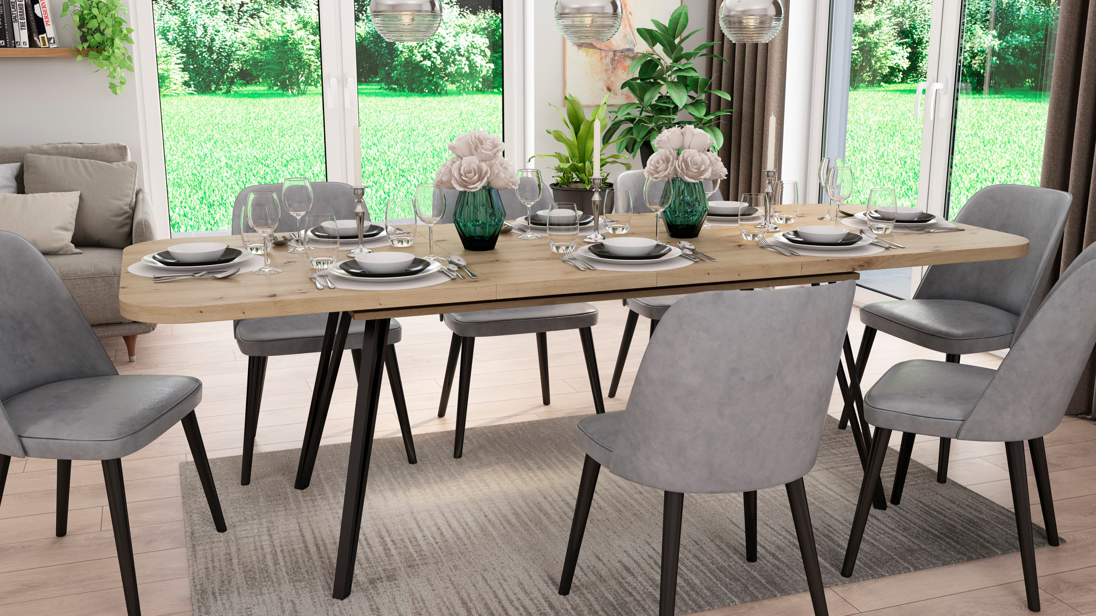 byLIVING Coulissetafel LIFE met synchronisatie-uitvoering, uitschuifbaar van 160 naar 240 cm, artisan eik (1 stuk)