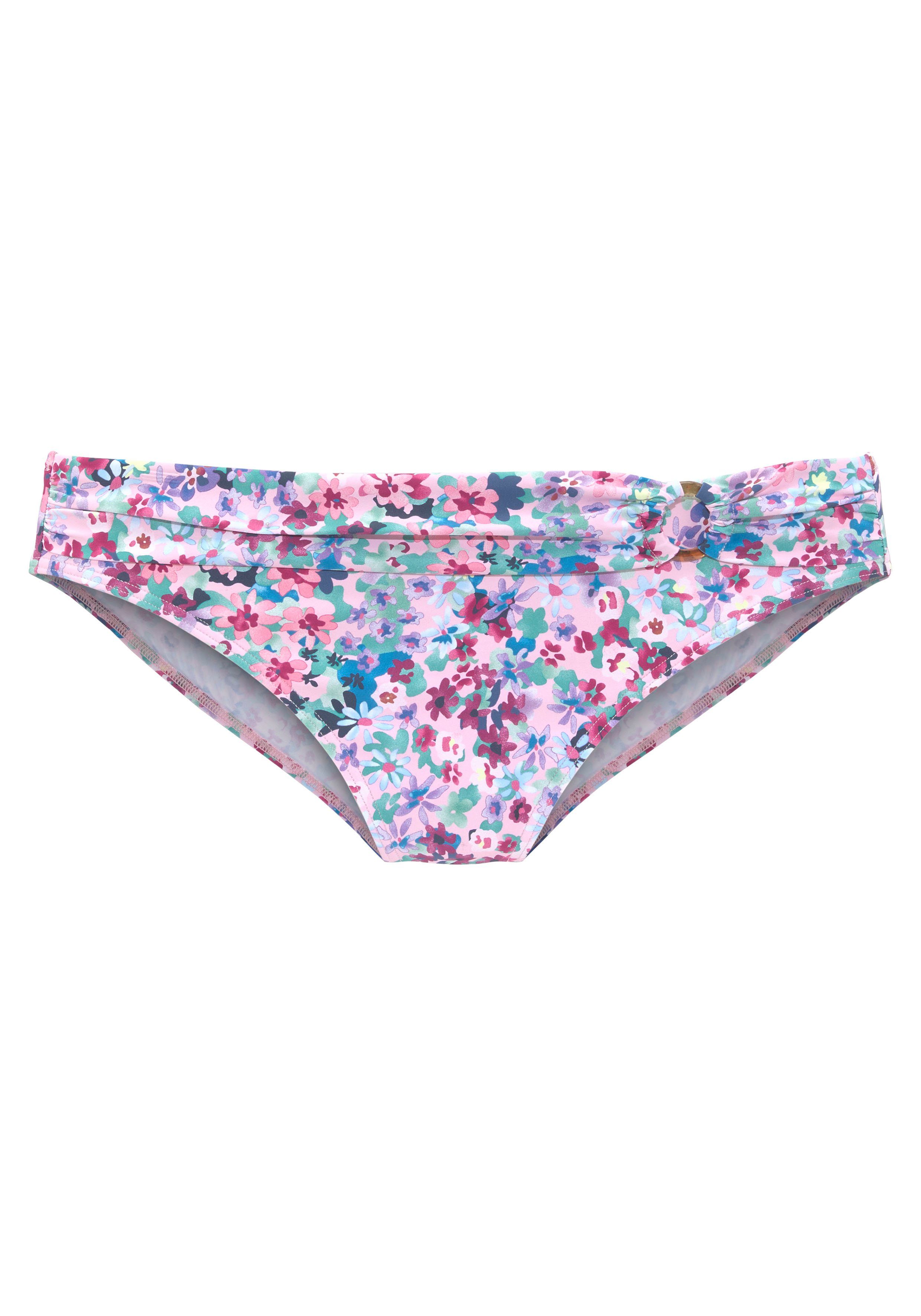 s.Oliver RED LABEL Beachwear Bikinibroekje Scatter floraal ontwerp, in hoornlook, van microvezel, met gerecycled polyamide