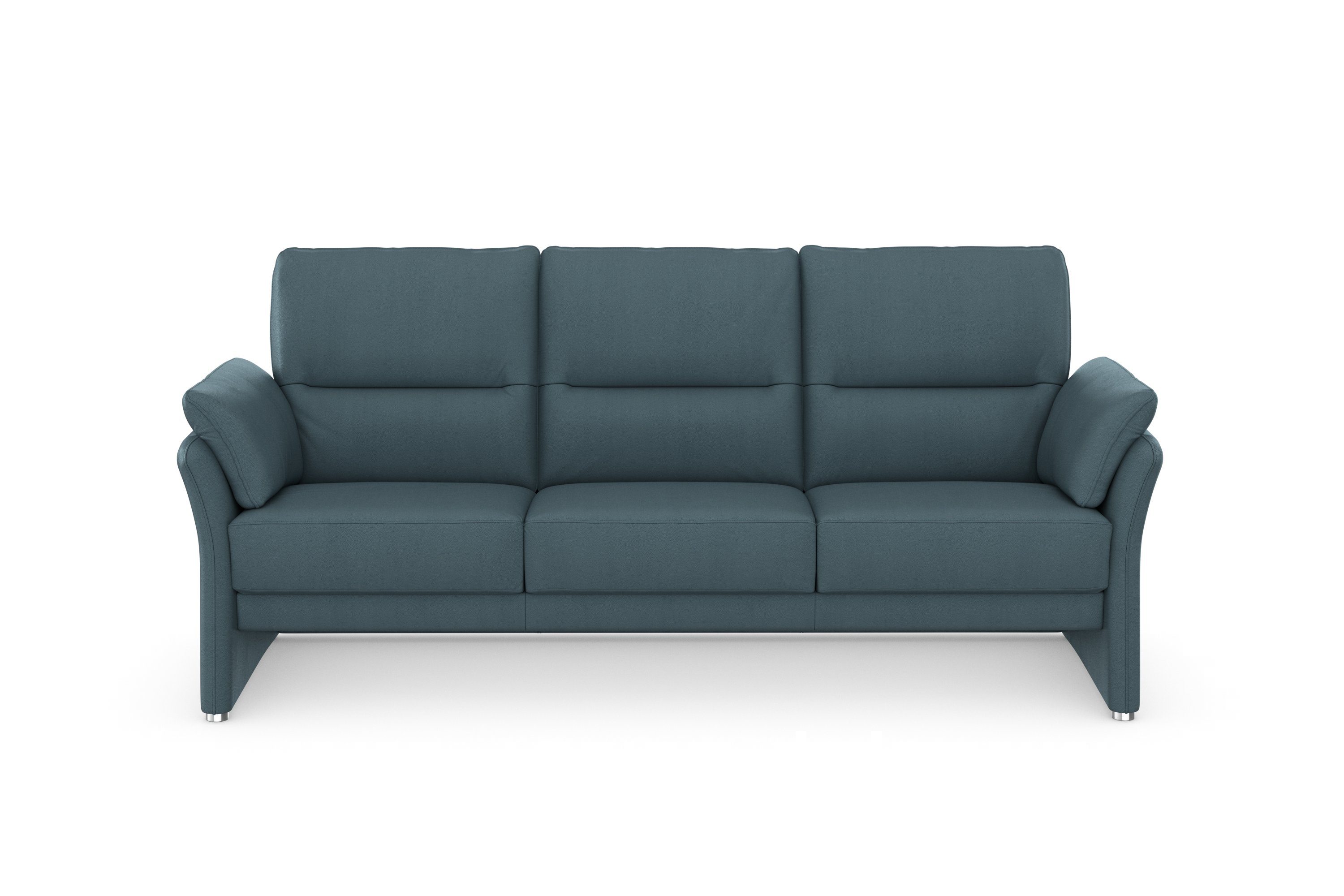 DOMO collection 3-zitsbank Pina, smalle armleuningen, met bonellvering, compact & elegant Hoge zitcomfort, luxe microvezel leerlook, grijs, breedte 219 cm