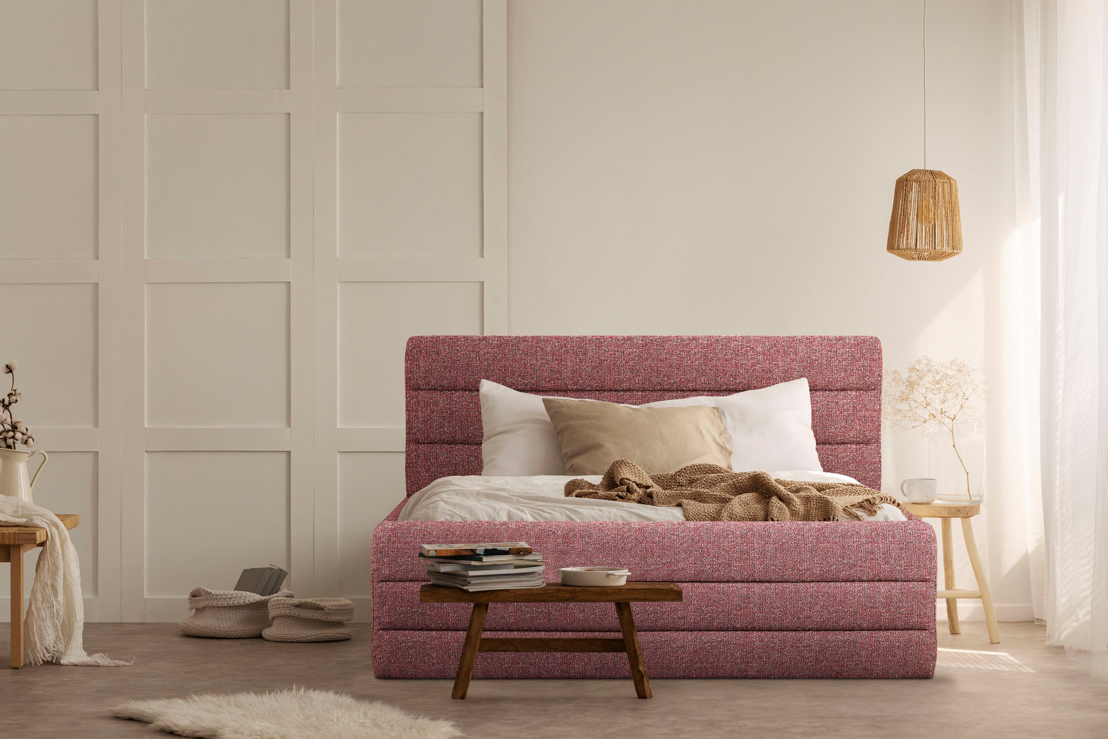 OTTO products Gestoffeerd bed Merrit Dwarsnaad in het hoofd- en voetbord, in 5 breedten, ook in 220 cm lang