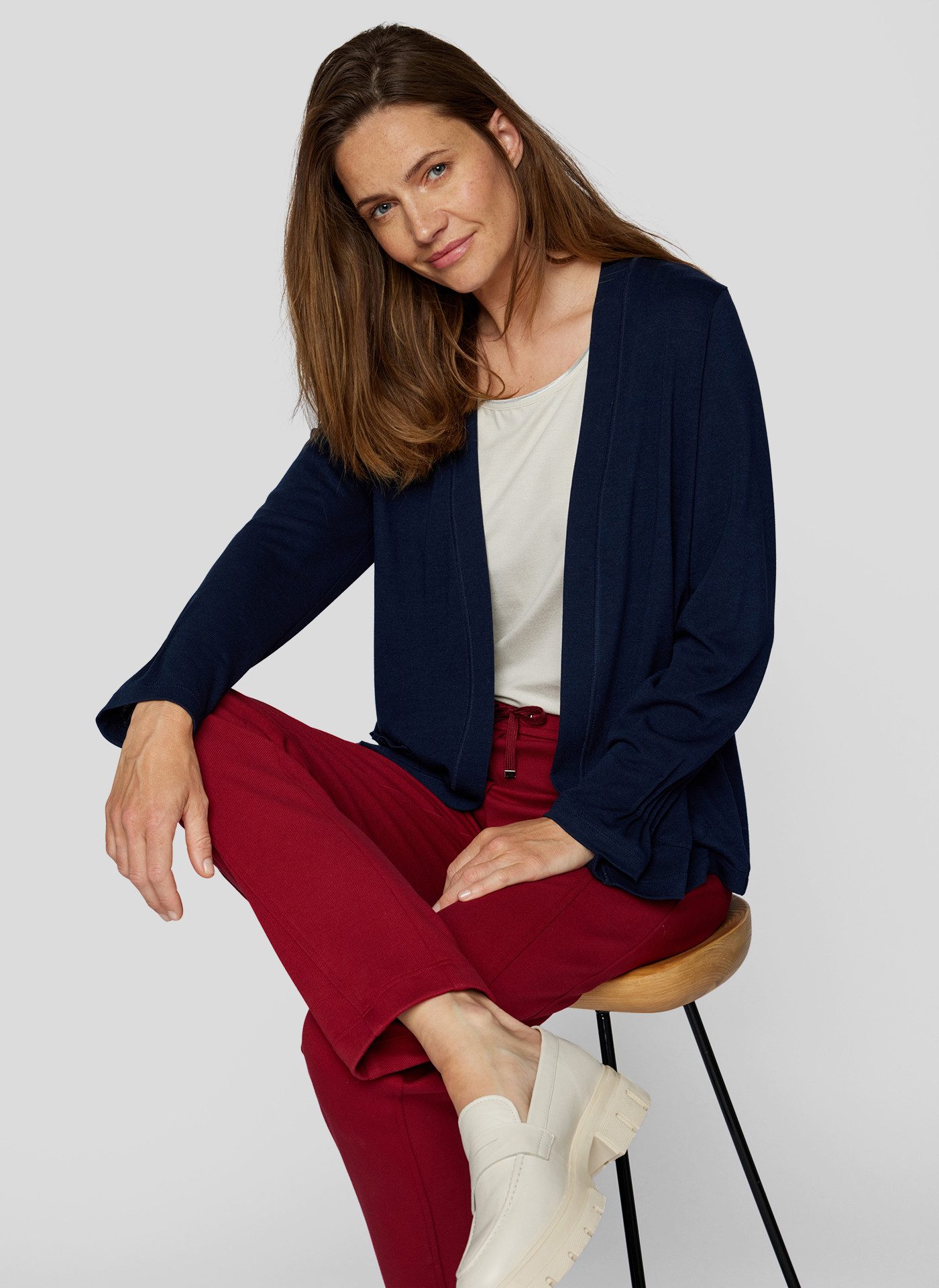 Rabe Gebreid fleecejack zonder sluiting dames fleece vesten maat 42 blauw