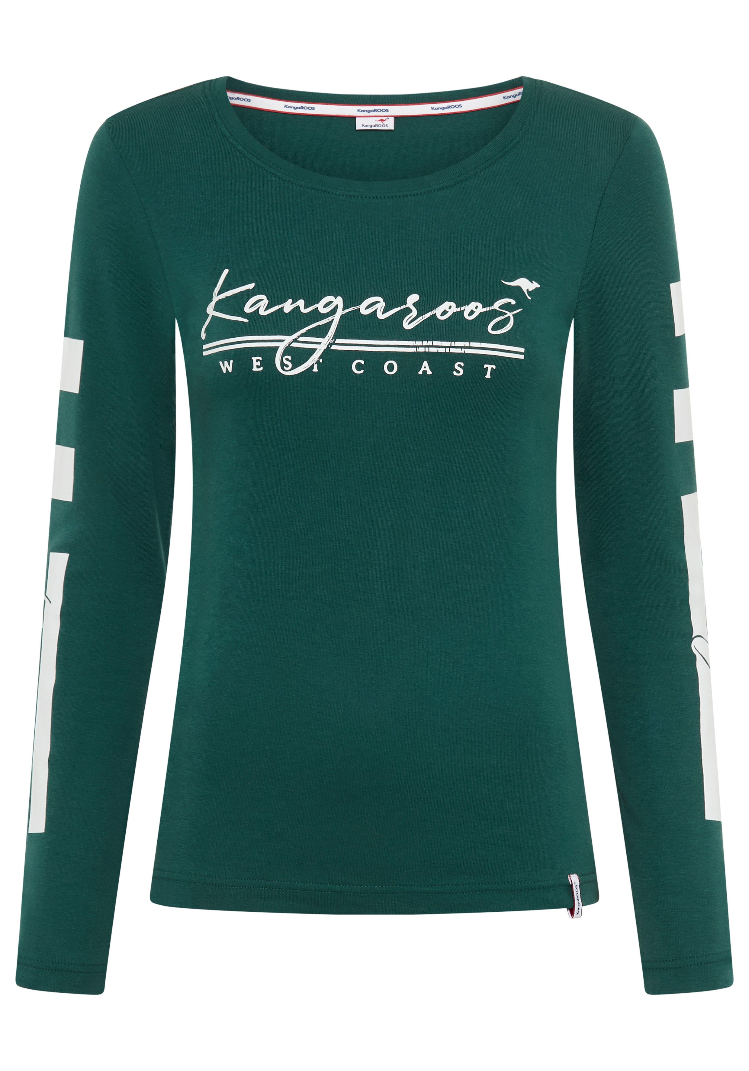KangaROOS Shirt met lange mouwen Lange mouwen, zeer figuurvolgende pasvorm, van katoen