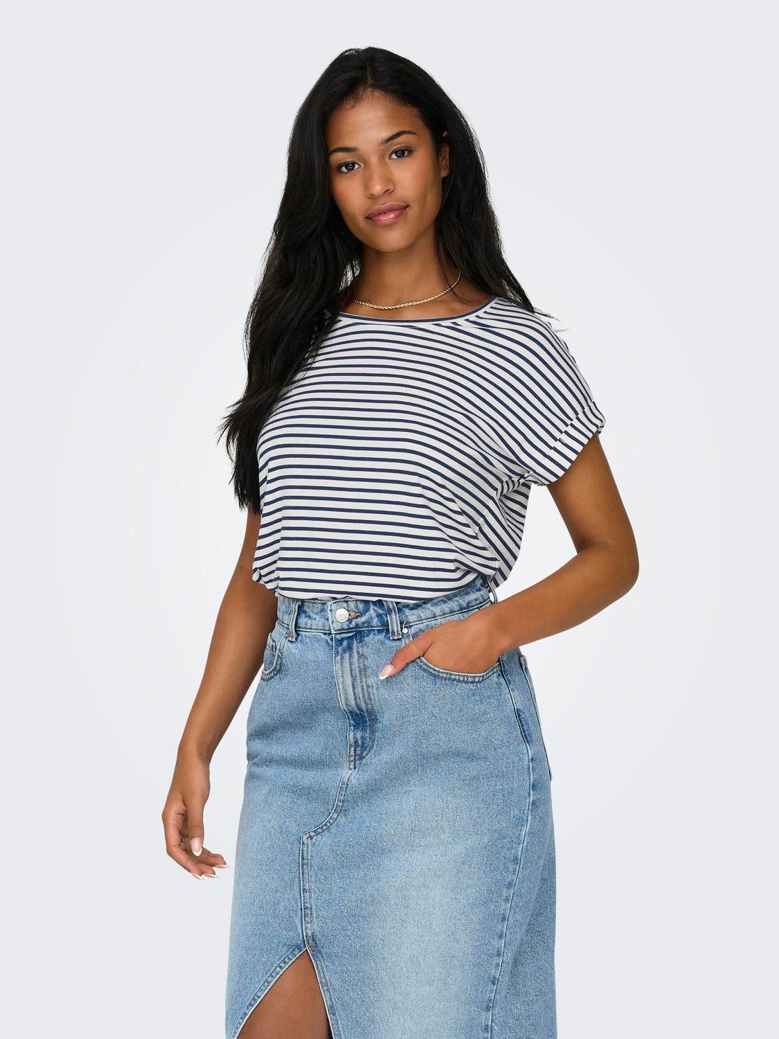 Only T-shirt ONLMOSTER STRIPE S/S O-NECK TOP JRS NOOS