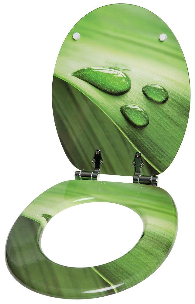 Sanilo Set badkameraccessoires Green Leaf bestaand uit toiletzitting, badmat en wastafelplug (complete set, 3-delig)