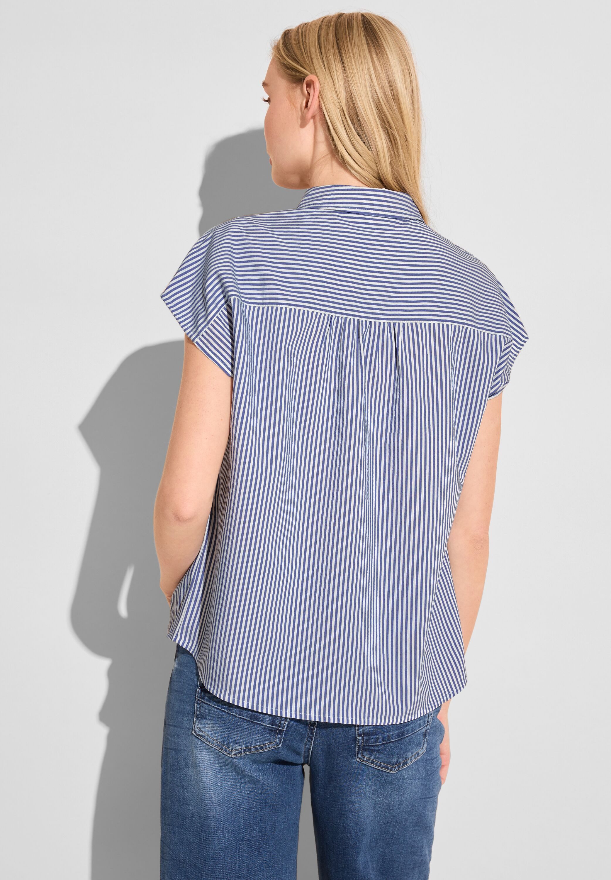 STREET ONE Overhemdblouse met seersucker strepen