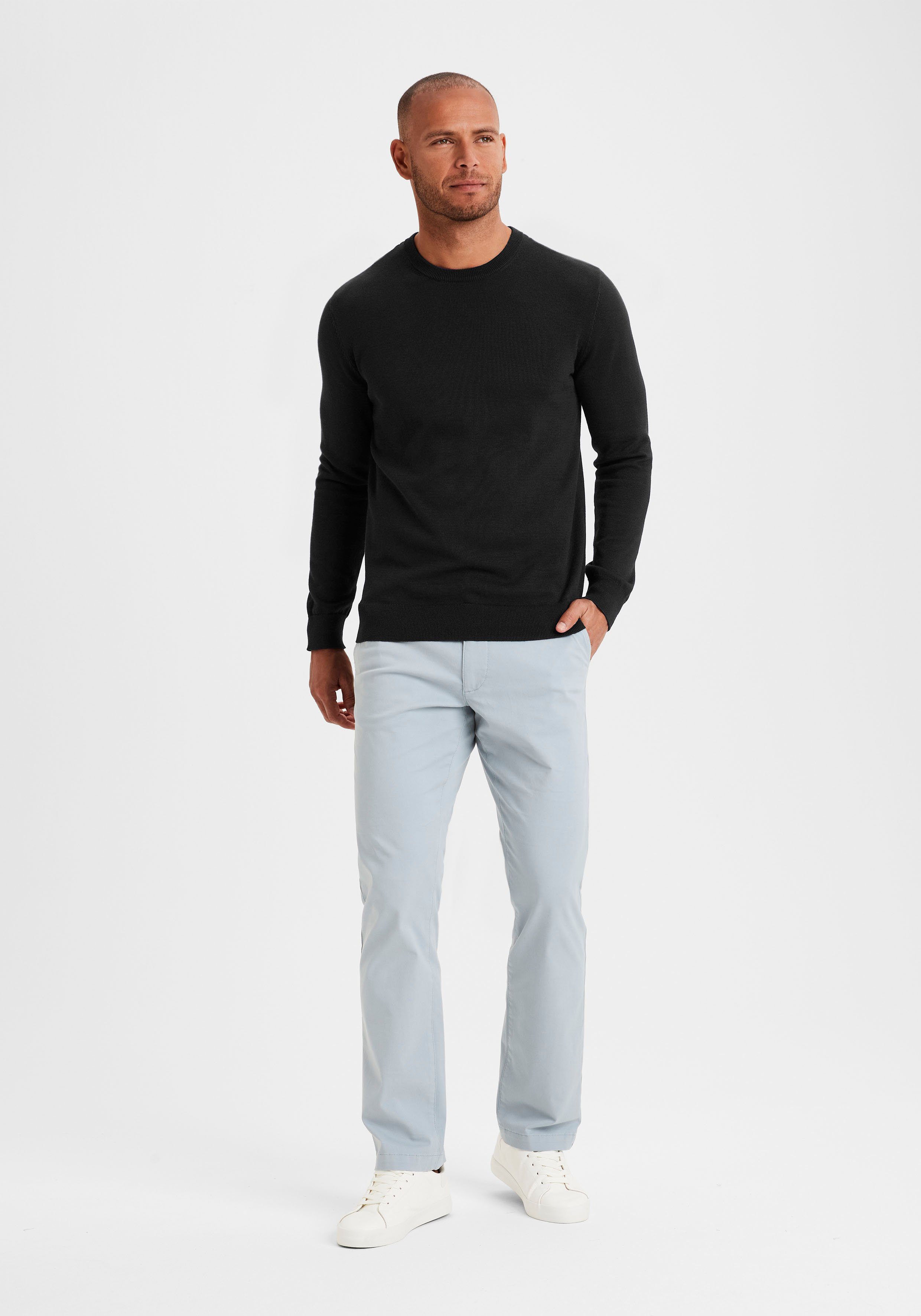 H.I.S Gebreide trui Regular fit lange mouwen pullover van fijn breiwerk katoenmix