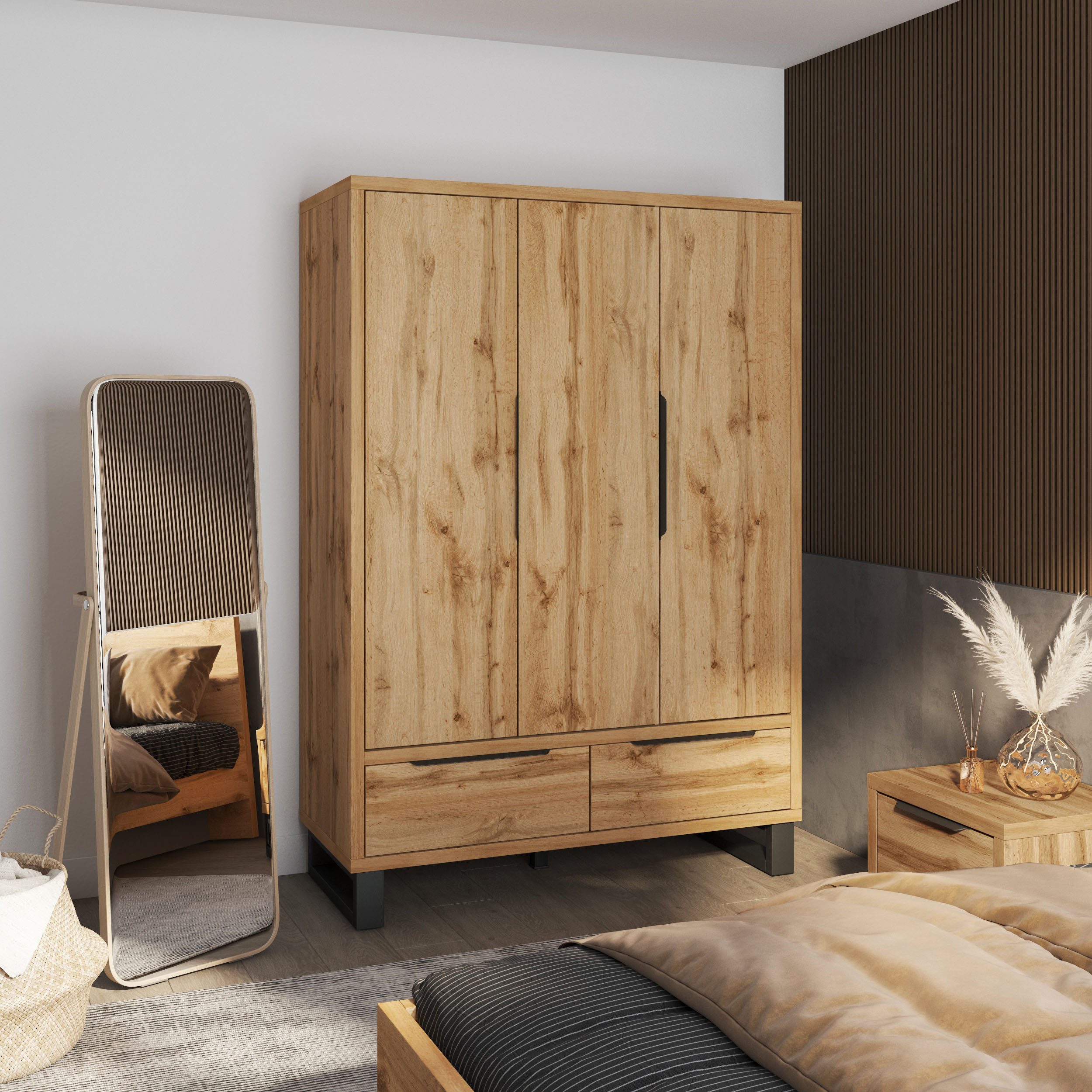 Home affaire Draaideurkast Bronne, breedte 145 cm, linnenkast inclusief binneninrichting