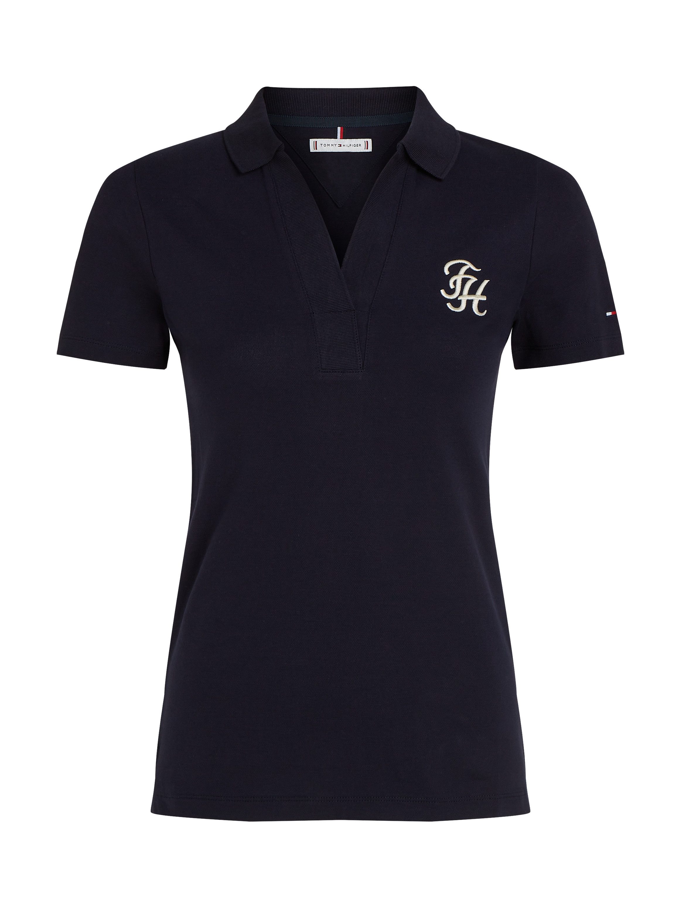 Tommy Hilfiger Poloshirt SLIM TH SCRIPT OPN-NK POLO SS met script-logo-opschrift