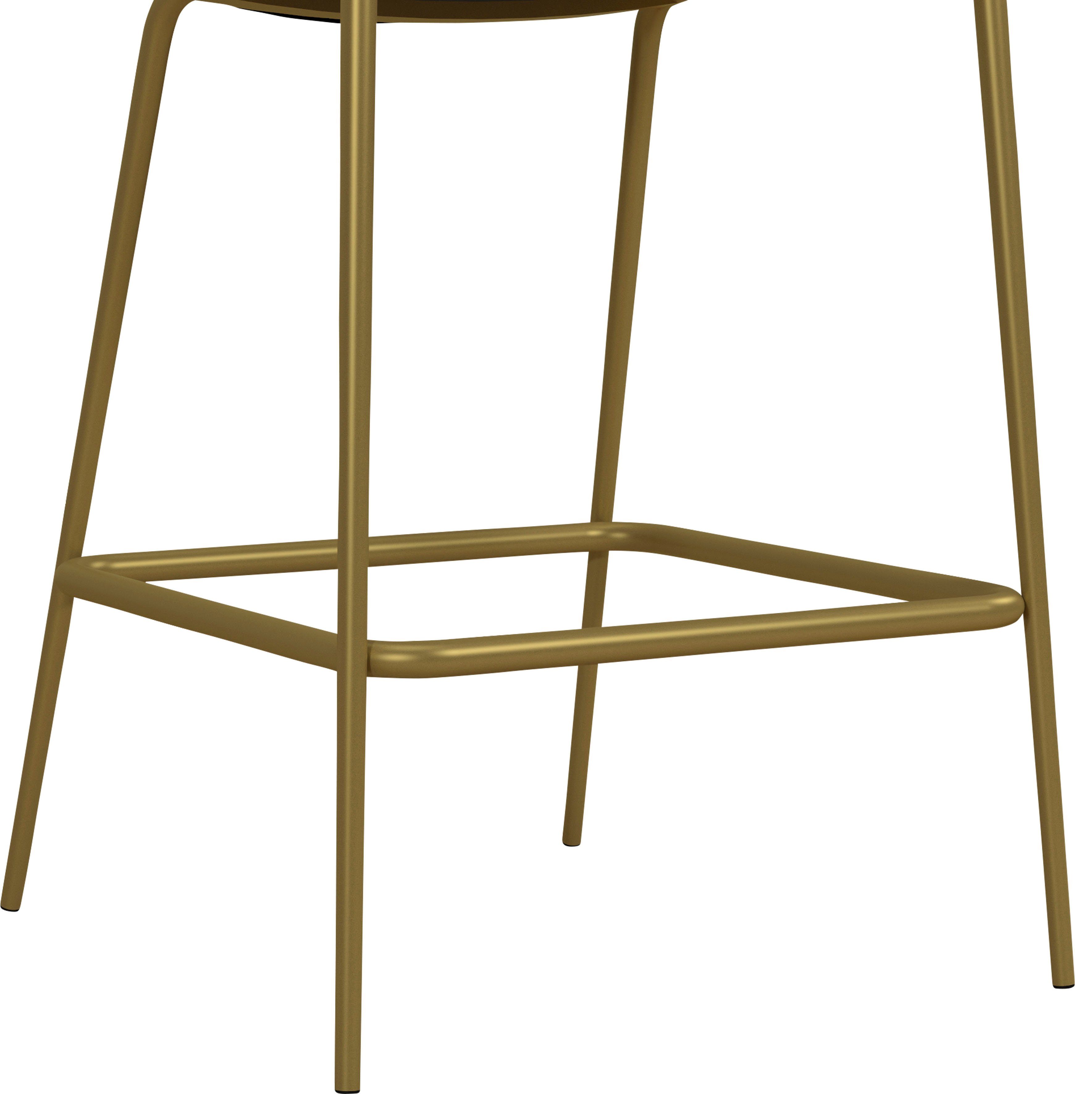 CosmoLiving by Cosmopolitan Barkruk Astor Zacht verdikte zitting en rugleuning, messingkleurig frame, zithoogte 63 cm (1 stuk)