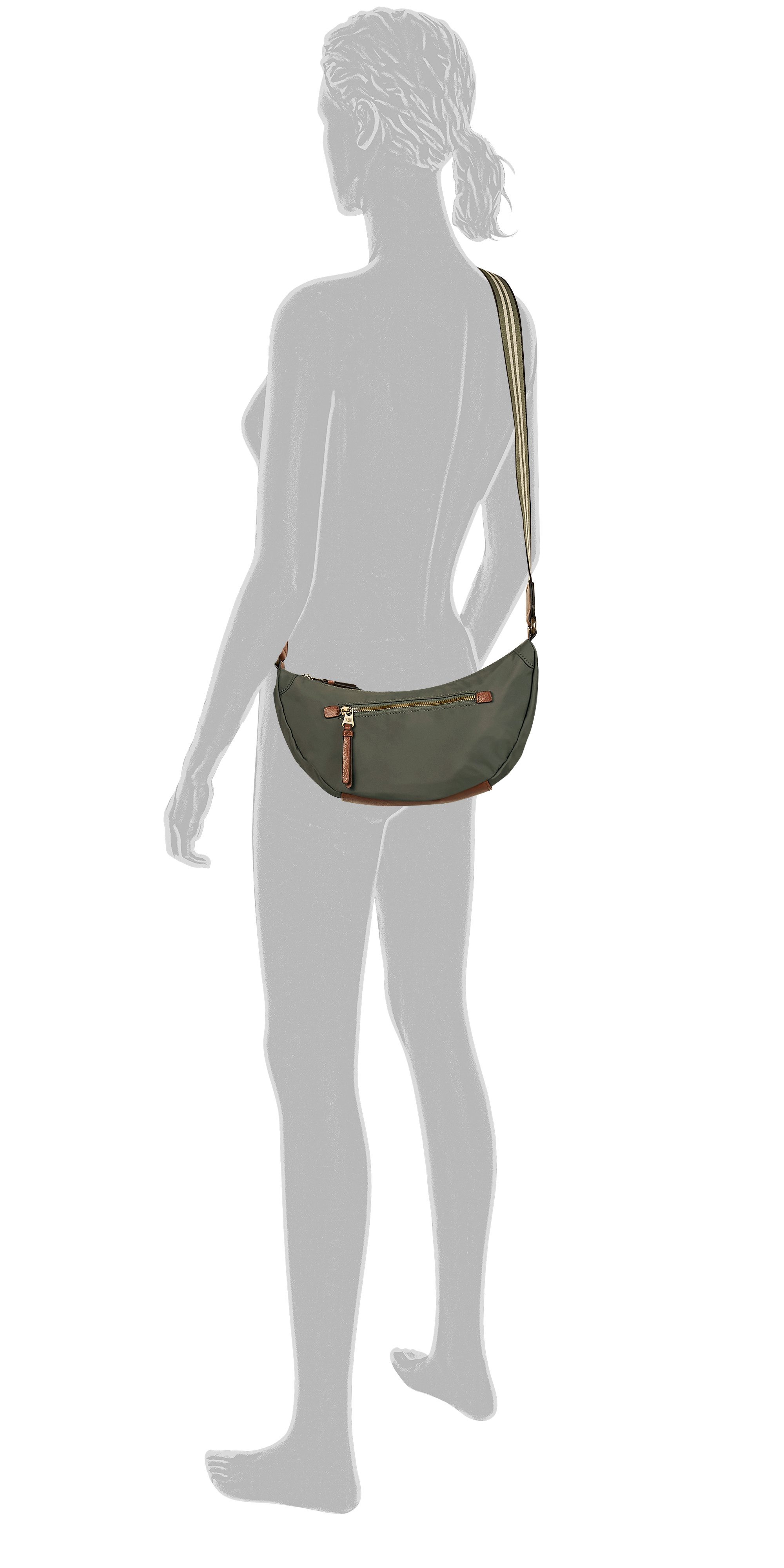 camel active Handtas Bari van hoogwaardig mat nylon met gestreept geweven band