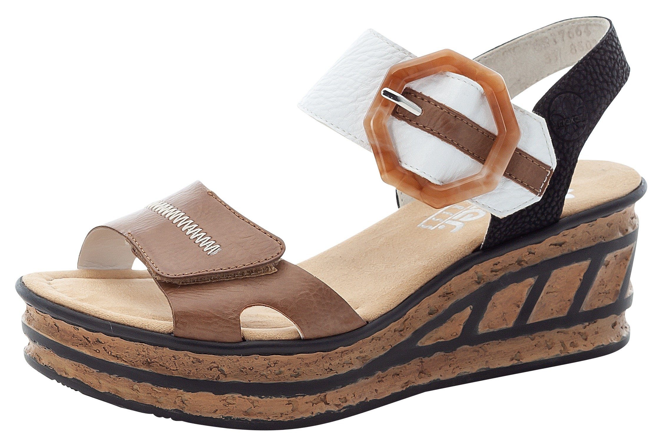 Rieker Sandaaltjes zomerschoen, sandaal, sleehak, in modieuze look