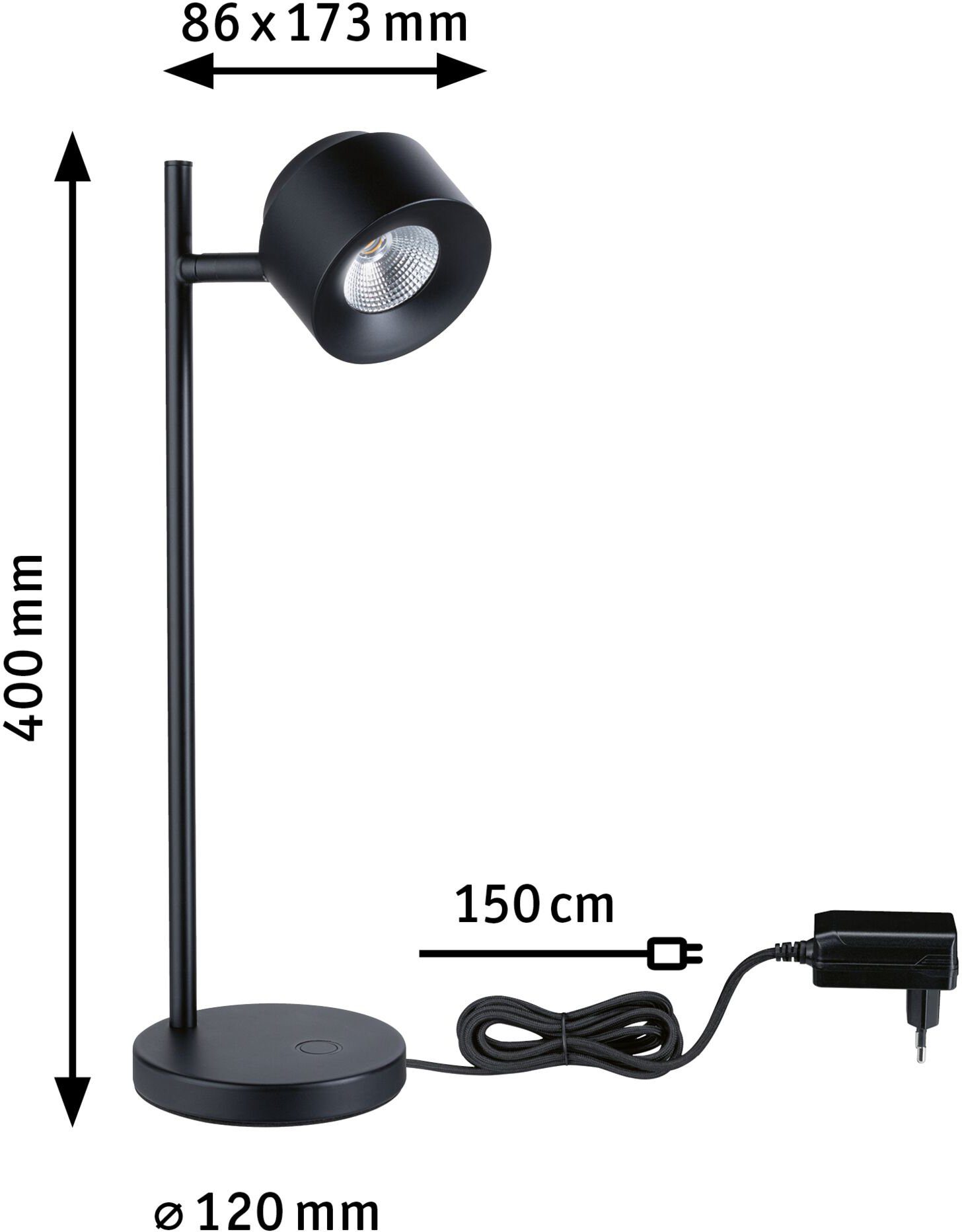 Paulmann Tafellamp Puric Pane LED, dimmable, black, aluminum (1 stuk)