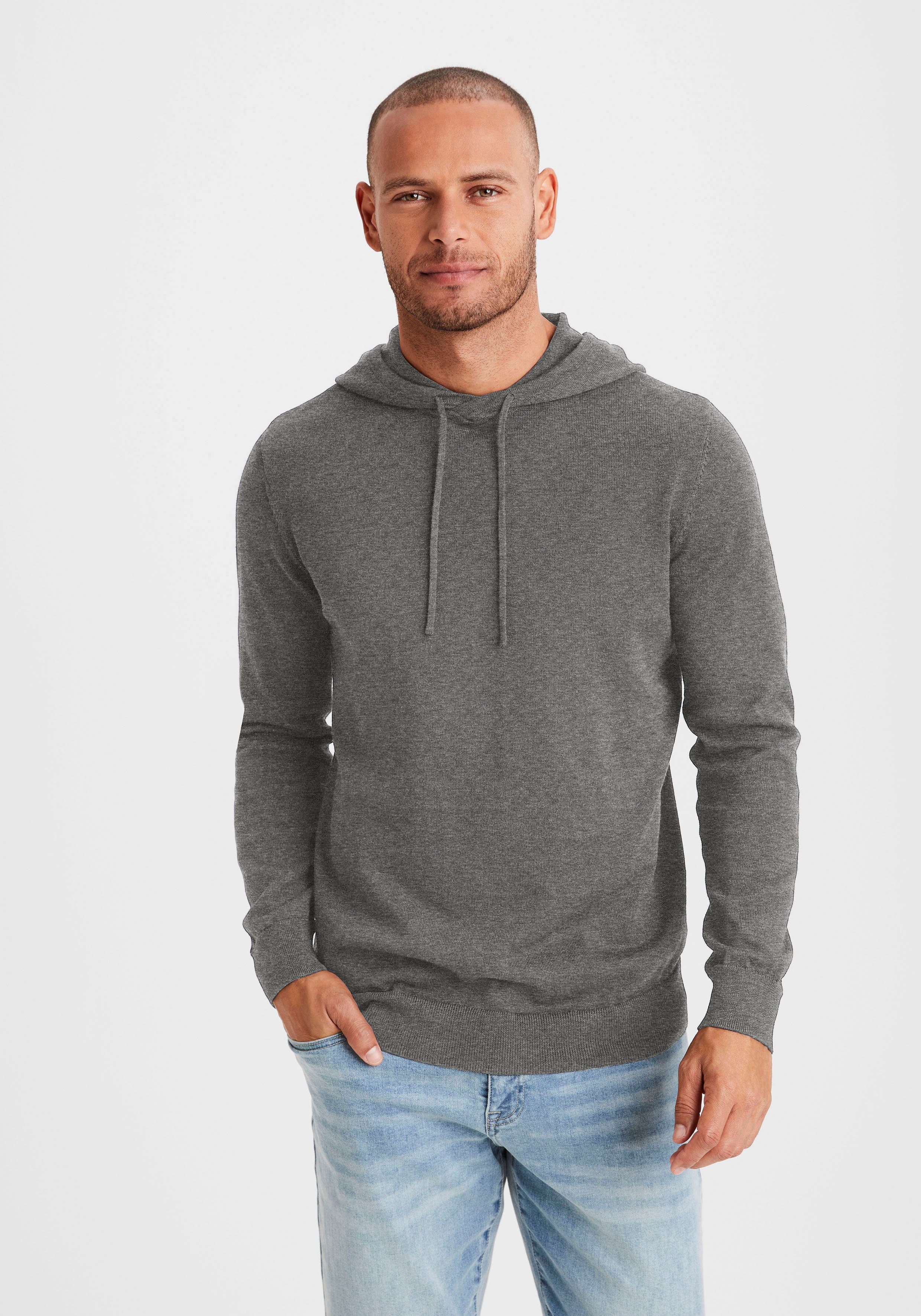 H.I.S Gebreide trui Met capuchon, regular fit Pullover met ronde hals, fijn breiwerk, katoenmix