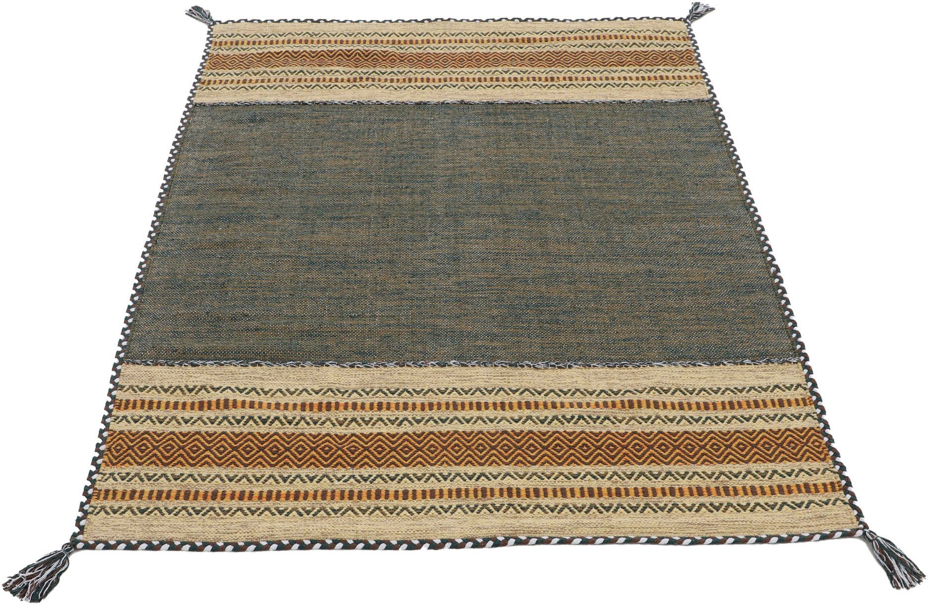 carpetfine Vloerkleed Kelim Azizi Katoenen, tweezijdig te gebruiken kleed met franje, woonkamer