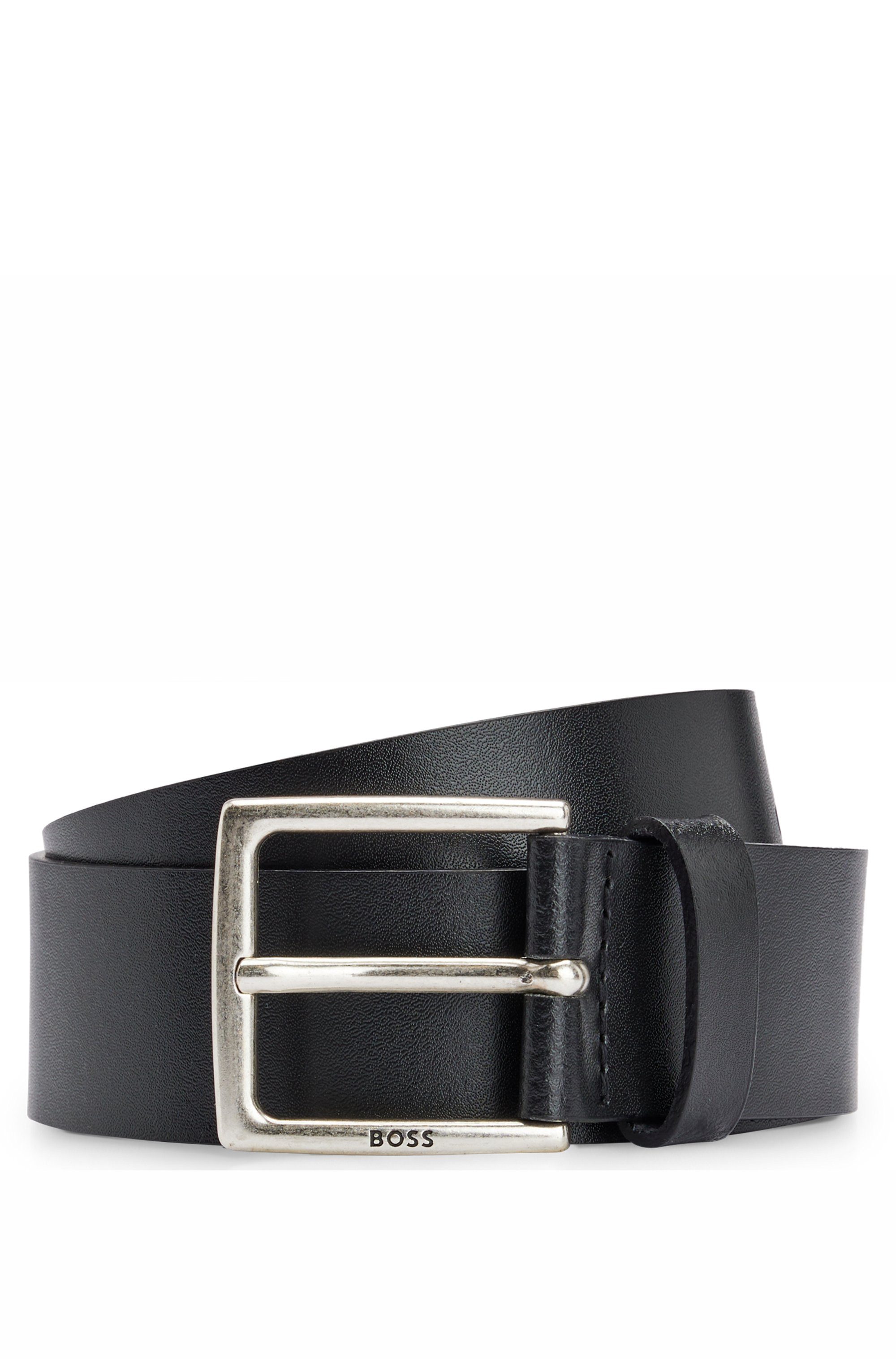Boss Leren riem Rummi_Sz40 van italiaans leer met metalen details in antiek-look