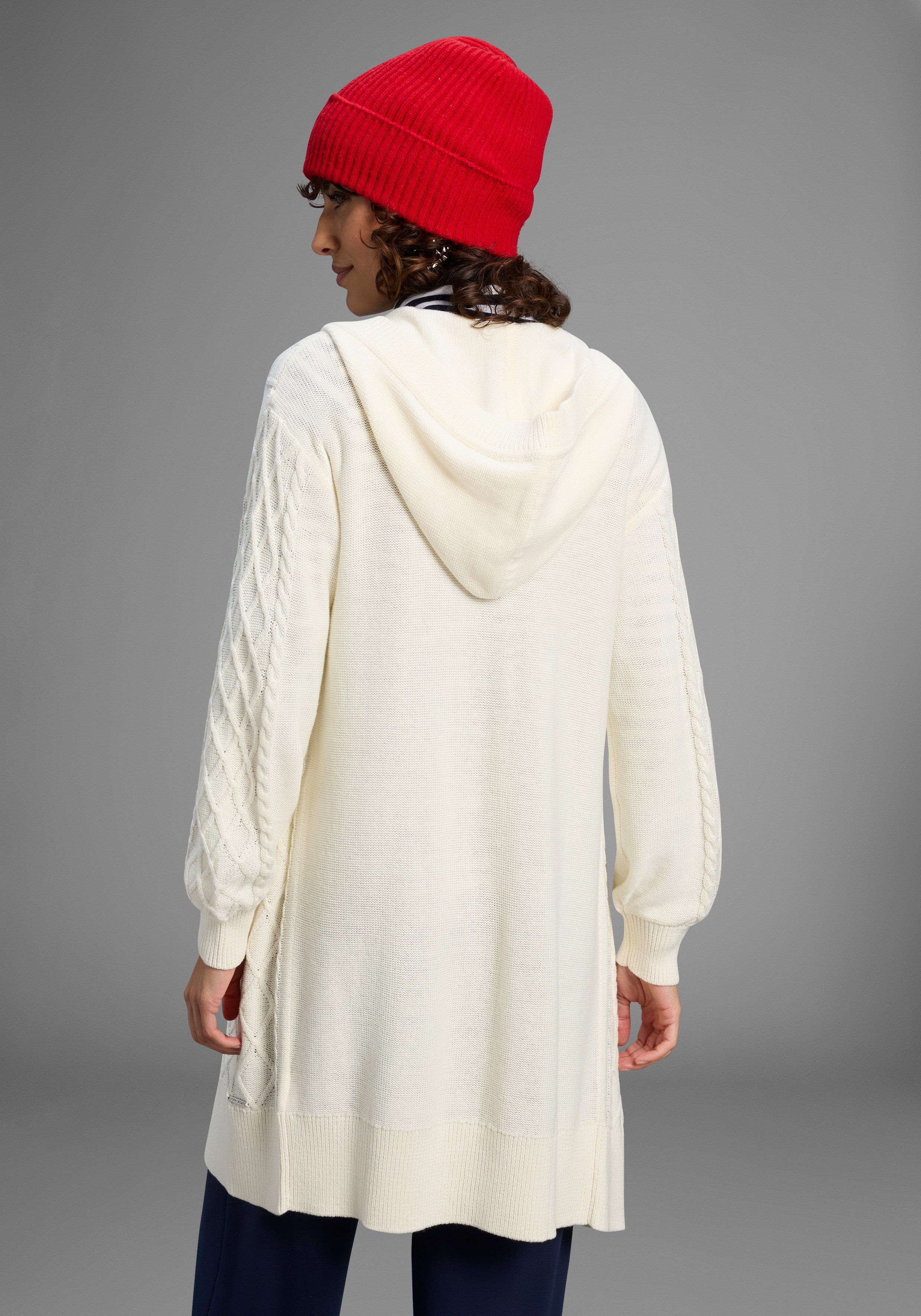 Laura Scott Lang vest Overgangsbreisel met capuchon en kabelbreisel - NIEUWE COLLECTIE