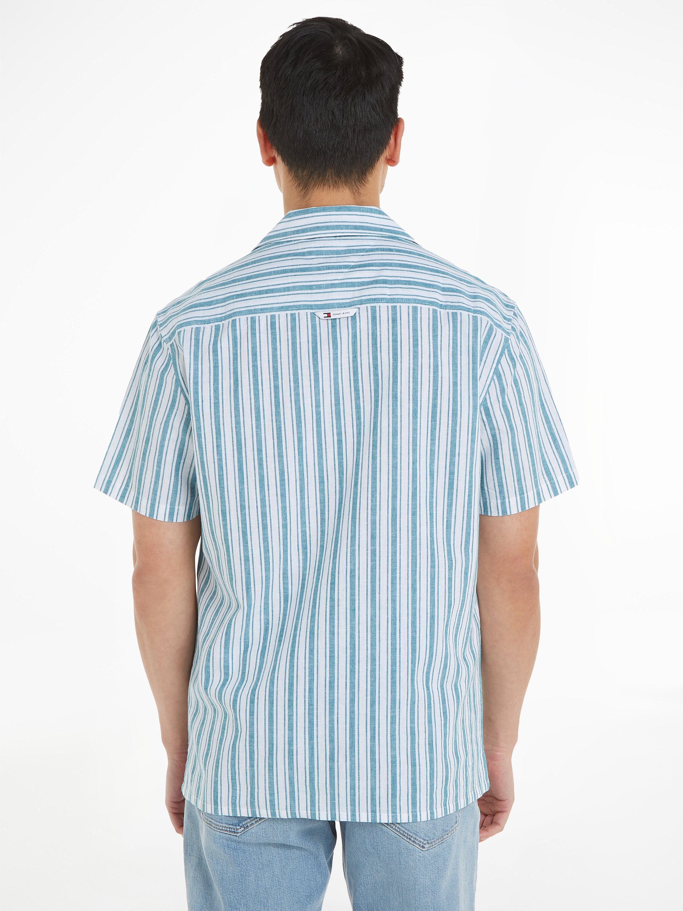 TOMMY JEANS Overhemd met korte mouwen TJM STRIPE LINEN SS SHIRT EXT