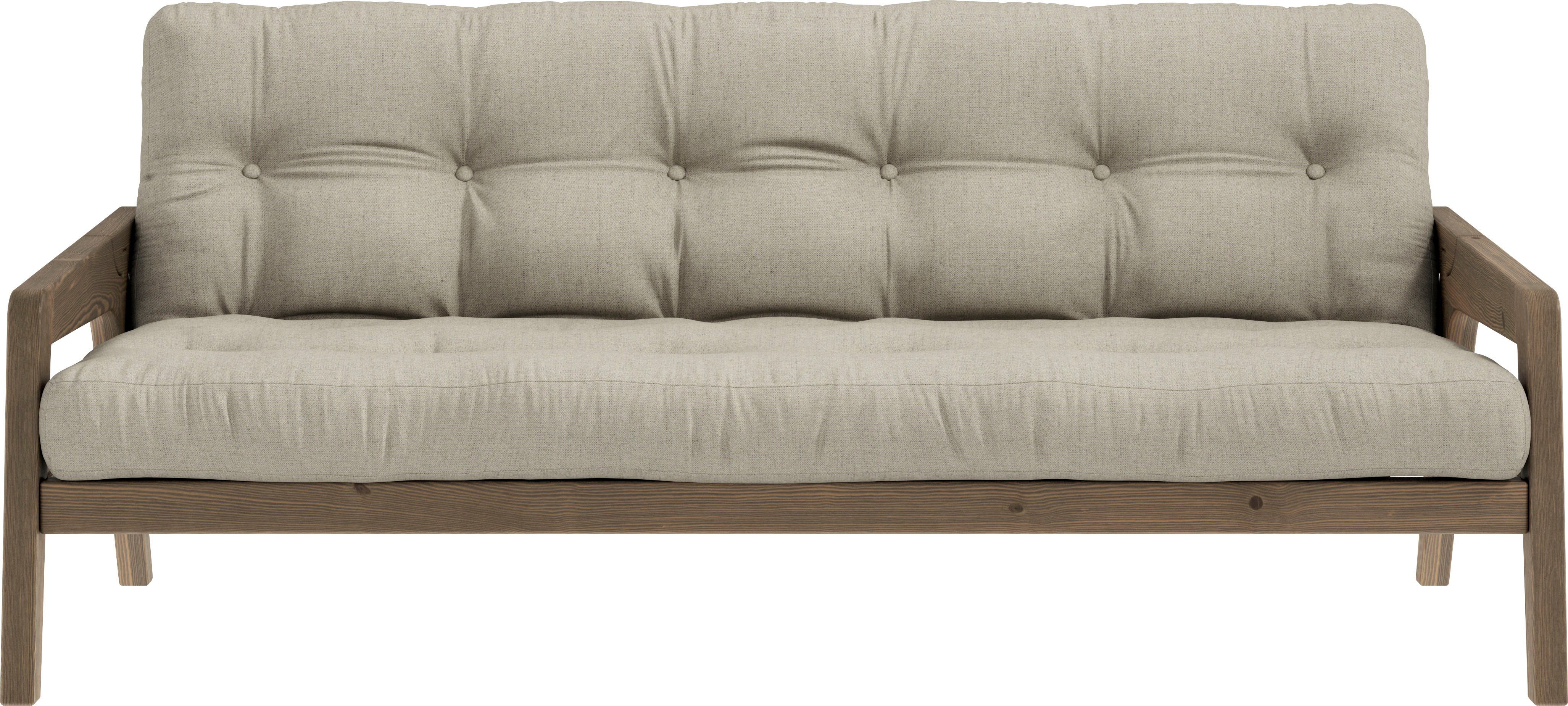 Karup Slaapbank Graf Met houtstructuur, incl. futonmatras, ligoppervlak 130x190 cm beige, slaapbanken, Frame: carobe brown