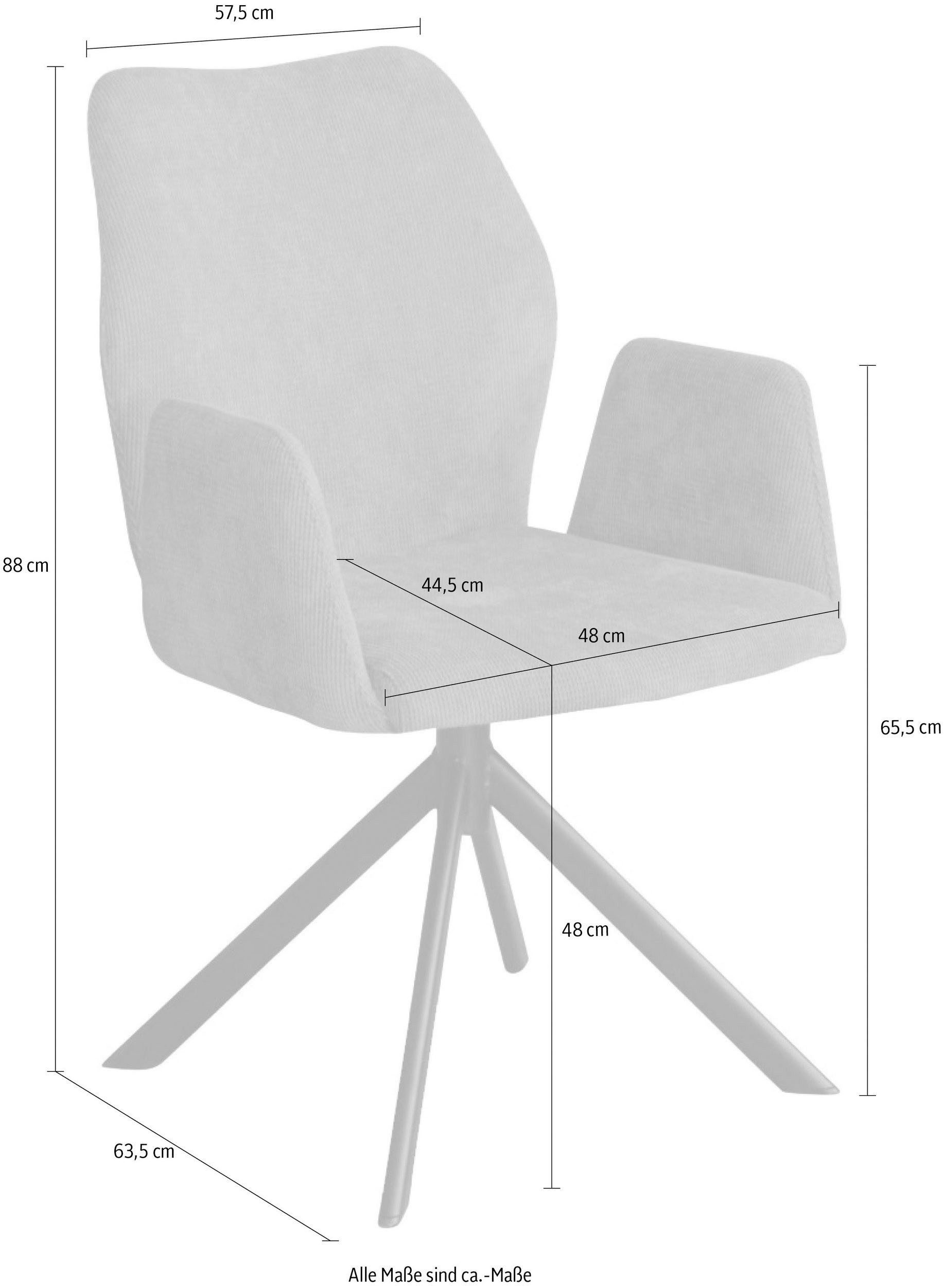 Home affaire Stoel met armleuningen Hacienda moderne cordbekleding (set)