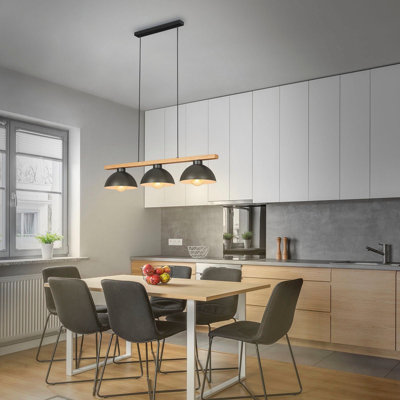 Briloner Leuchten Hanglamp 4046035 POLA 3-armig, hout, hanglamp, max. 40 w, excl. e27