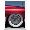 wall-art poster vintage auto rood retro oldtimer (1 stuk) multicolor