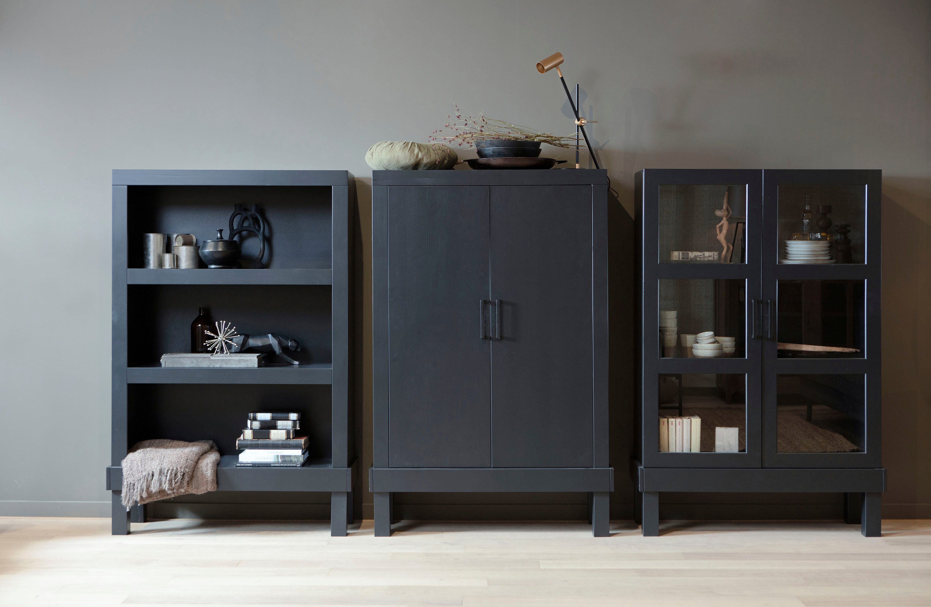 WOOOD Vitrinekast Bonk uitgerust met drie planken, h 160 cm x b 107 cm