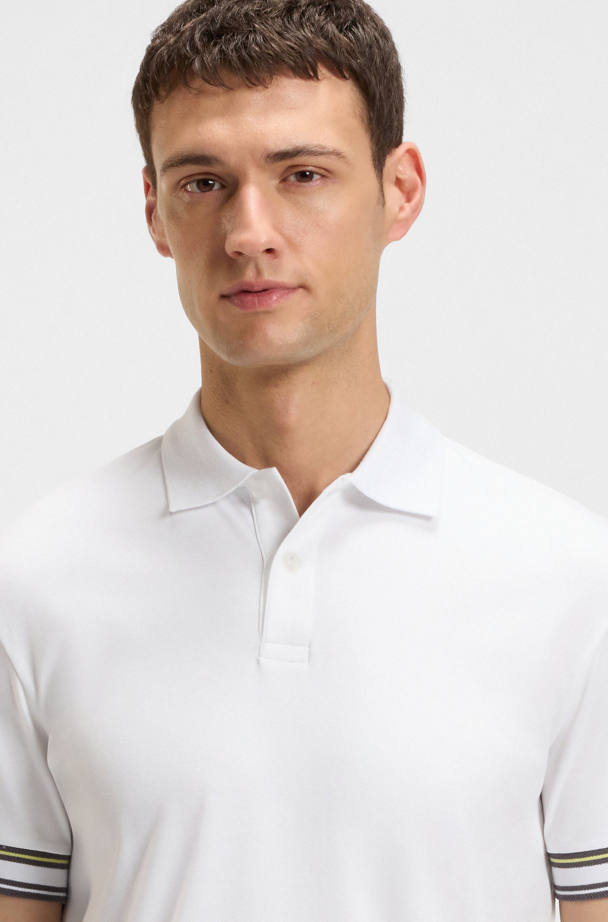 BOSS GREEN Poloshirt Polo Zone met piqué-strepen en een logo op de mouw