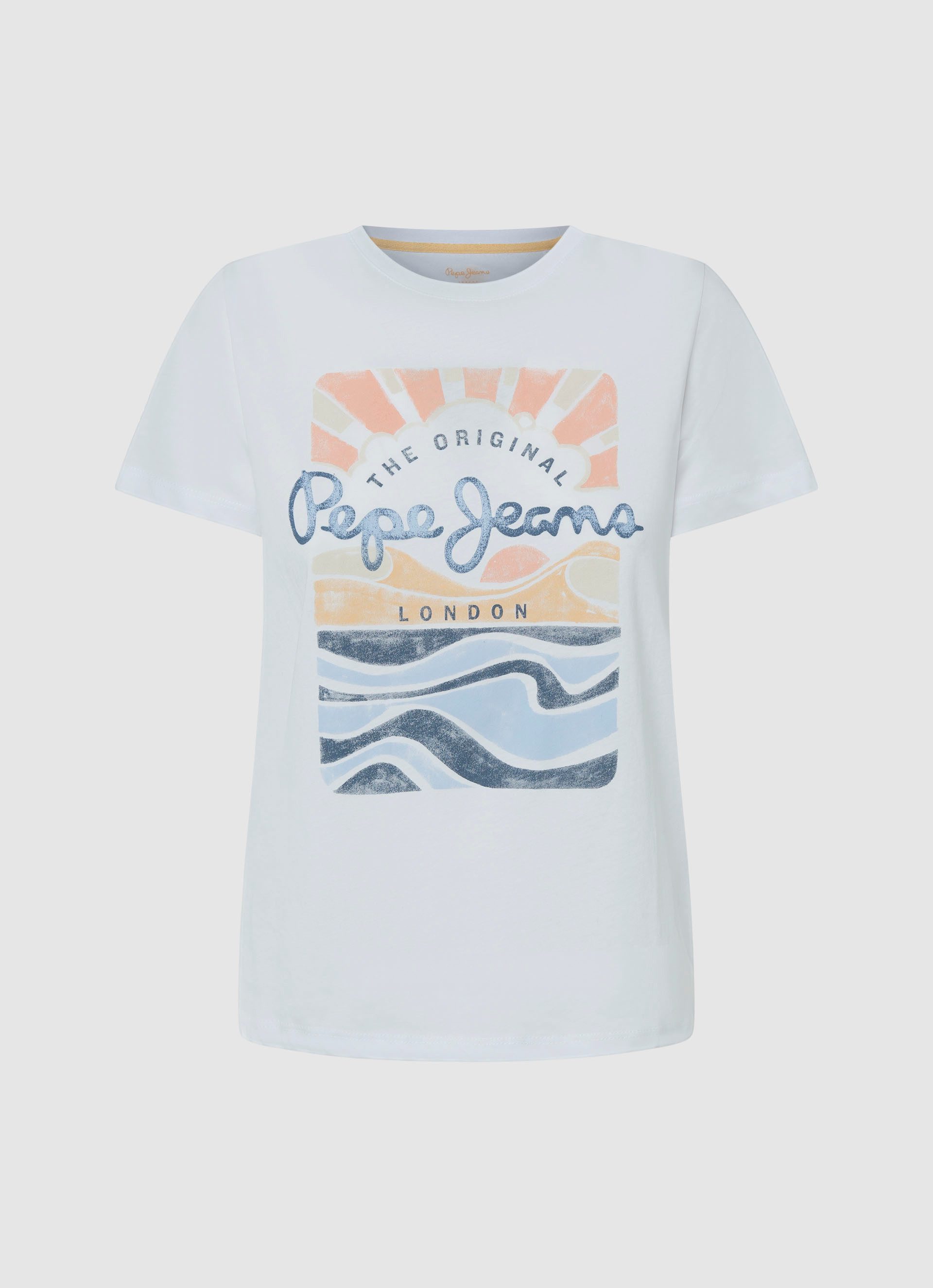 Pepe Jeans T-shirt met grote zomerse print op de voorkant