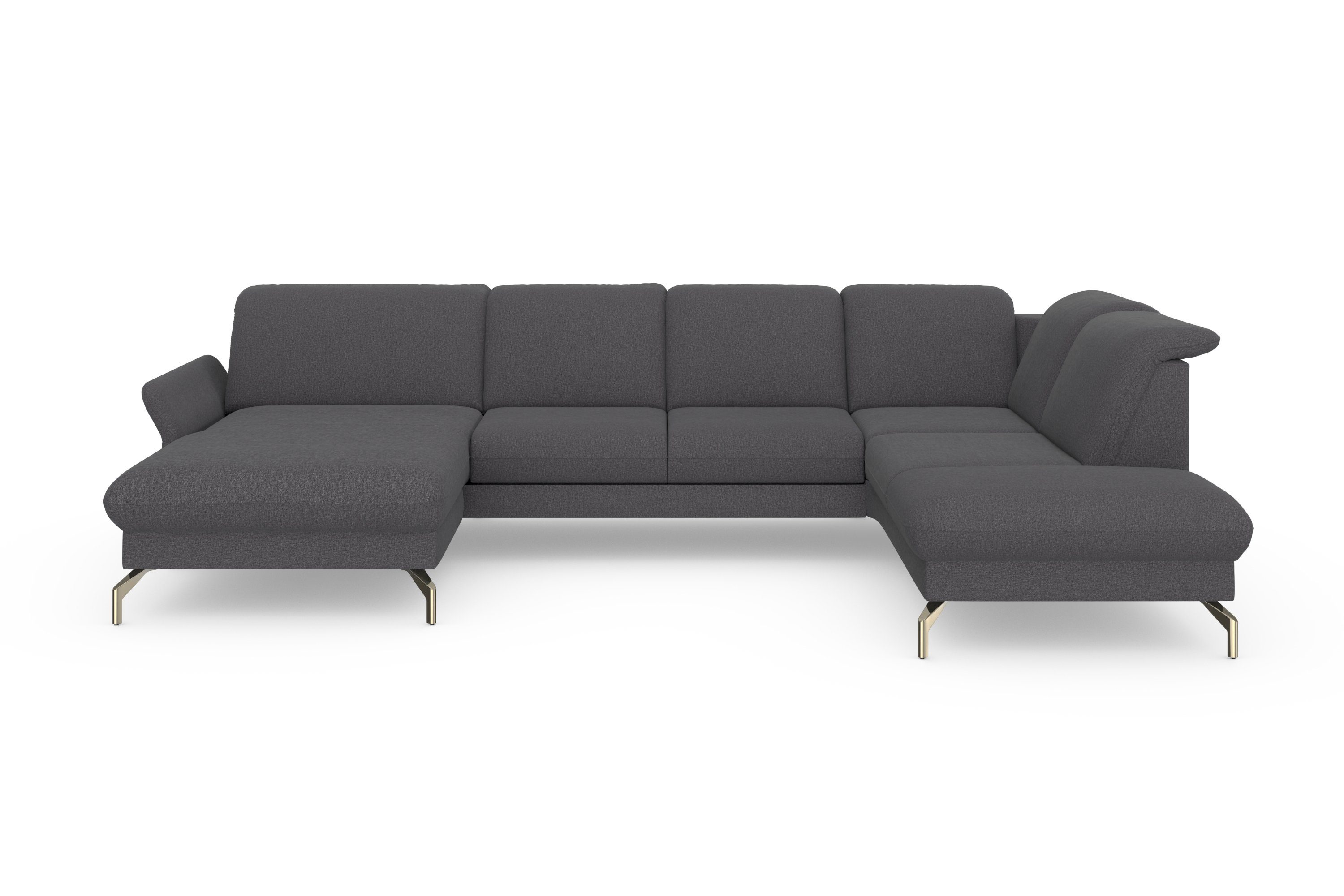 sit&more Zithoek Fashion U-vorm naar keuze met verstelbare hoofdsteun, uittrekzitting, motorisch, nikkel poten