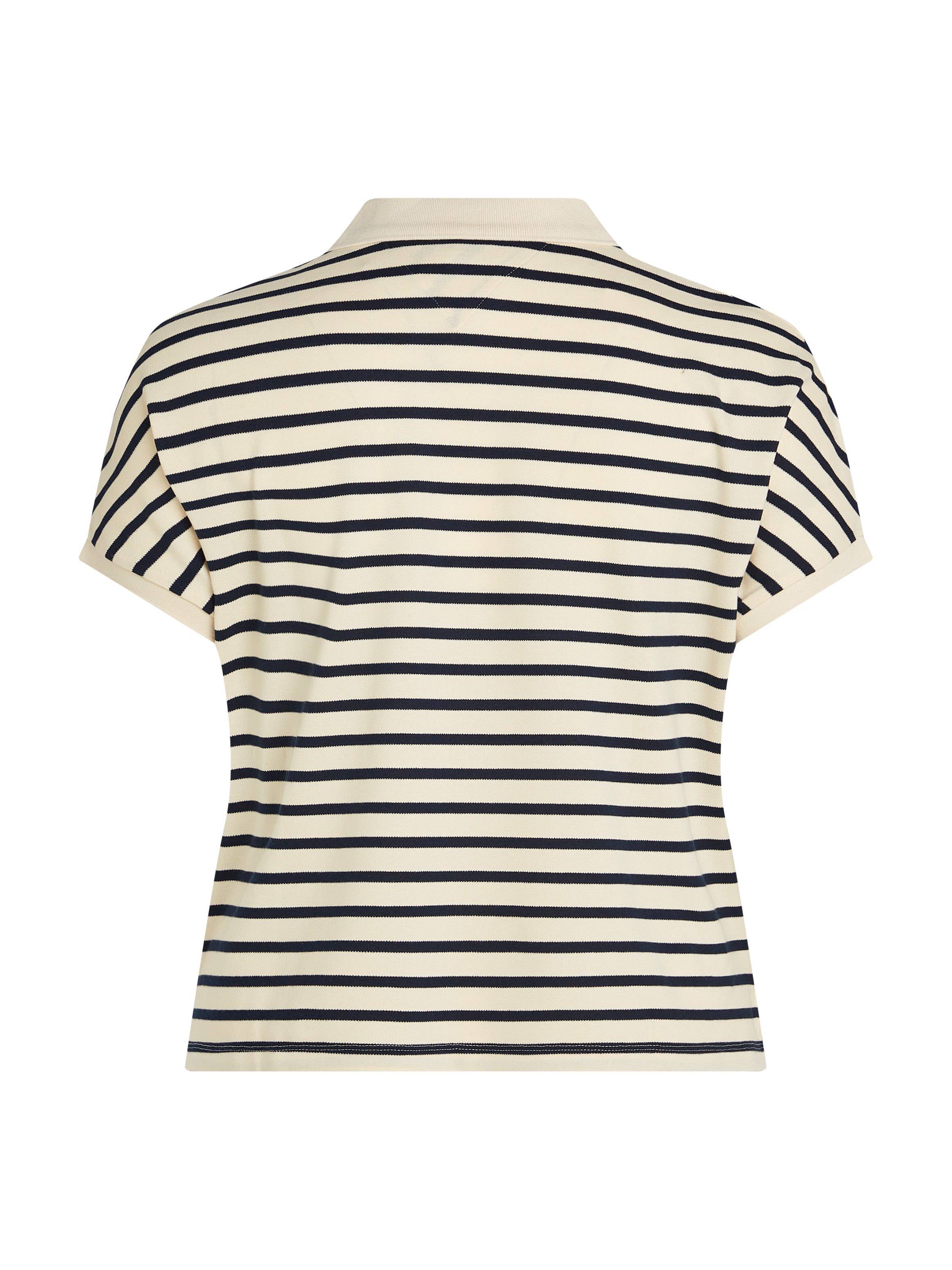 Tommy Hilfiger Curve Poloshirt CRV LYOCELL OPEN-NK POLO SS in grote maten, polokraag, streep patroon