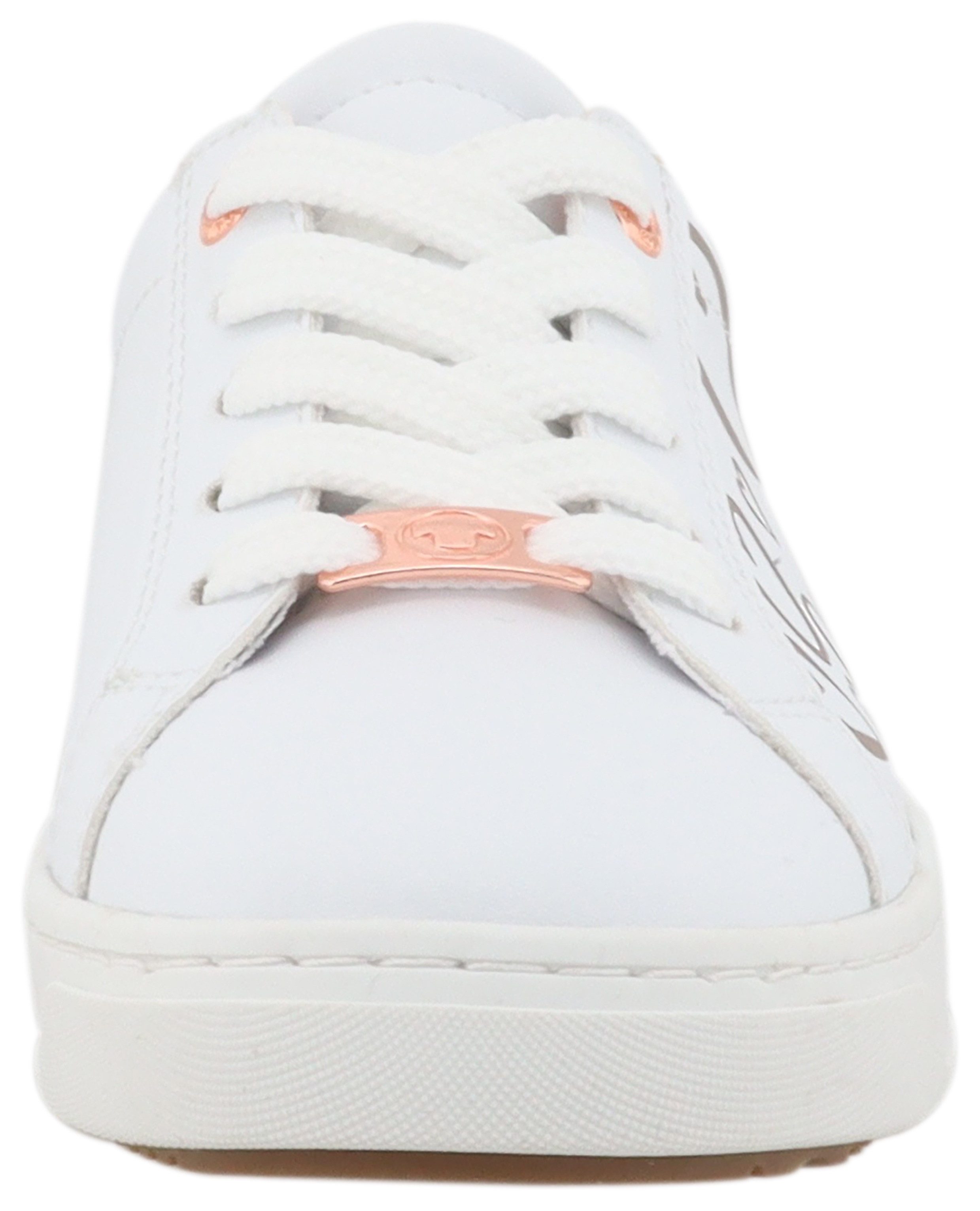 Tom Tailor Plateausneakers , vrijetijdsschoen, lage schoen, veterschoen met schattige hartjesprint