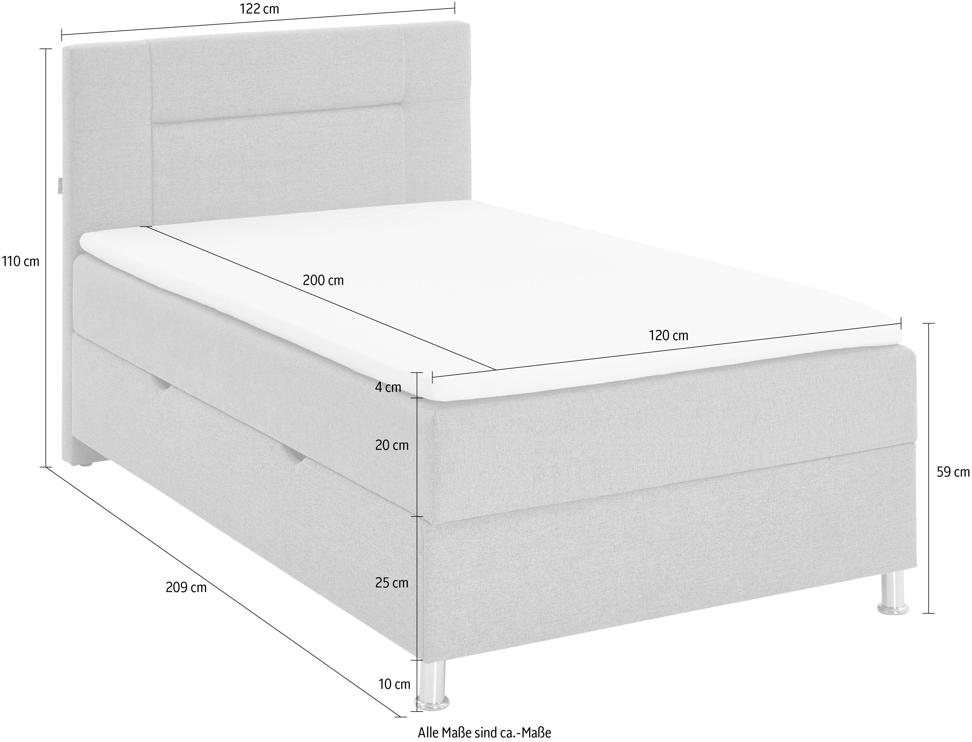 INOSIGN Boxspring Escalon met opbergruimte, inclusief topper beschikbaar in de breedtes 120x200 cm en 180x200 cm