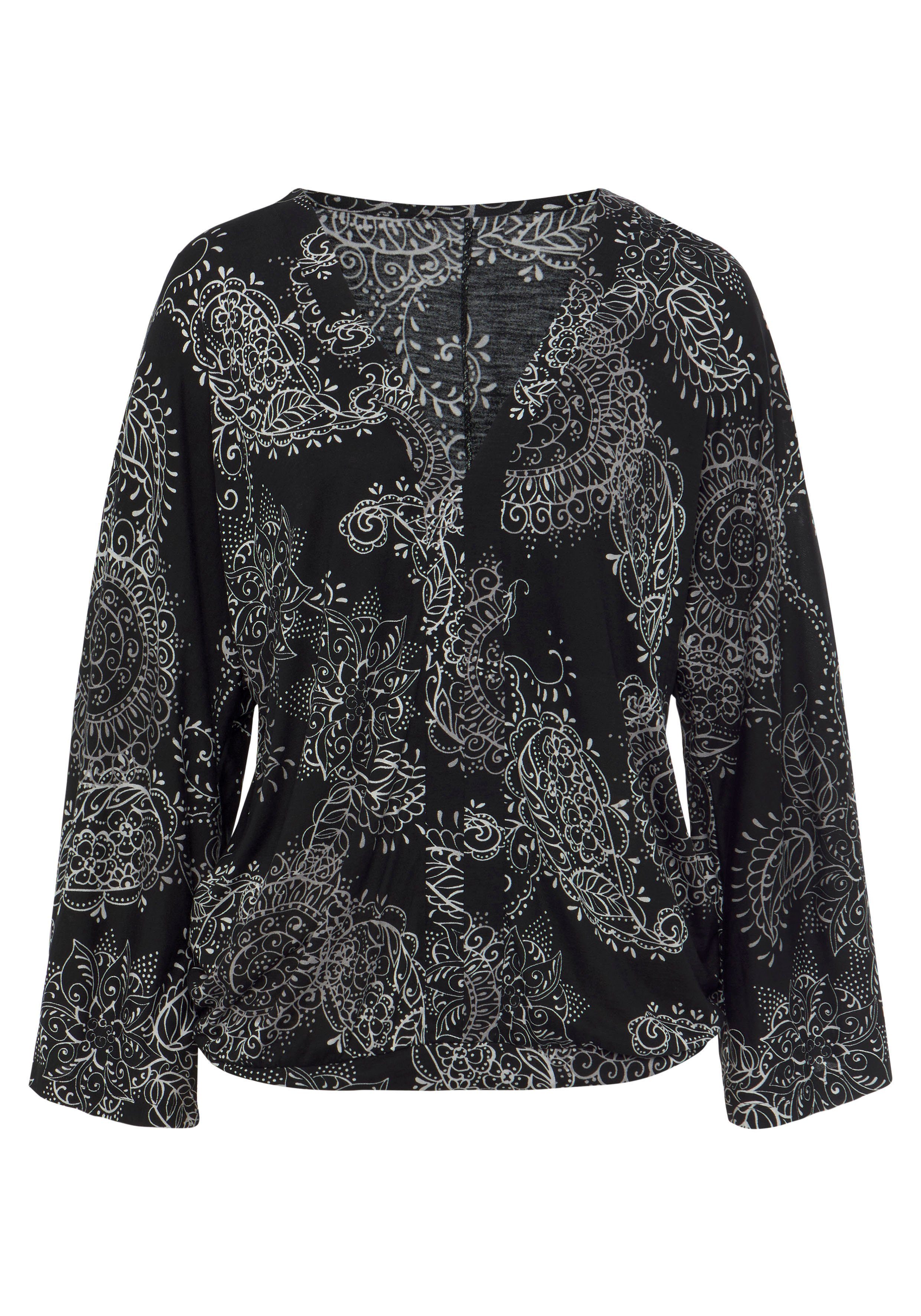 Vivance Shirt met 3/4-mouwen met all-over print en v-hals, blouseshirt, blouseshirt met lange mouwen
