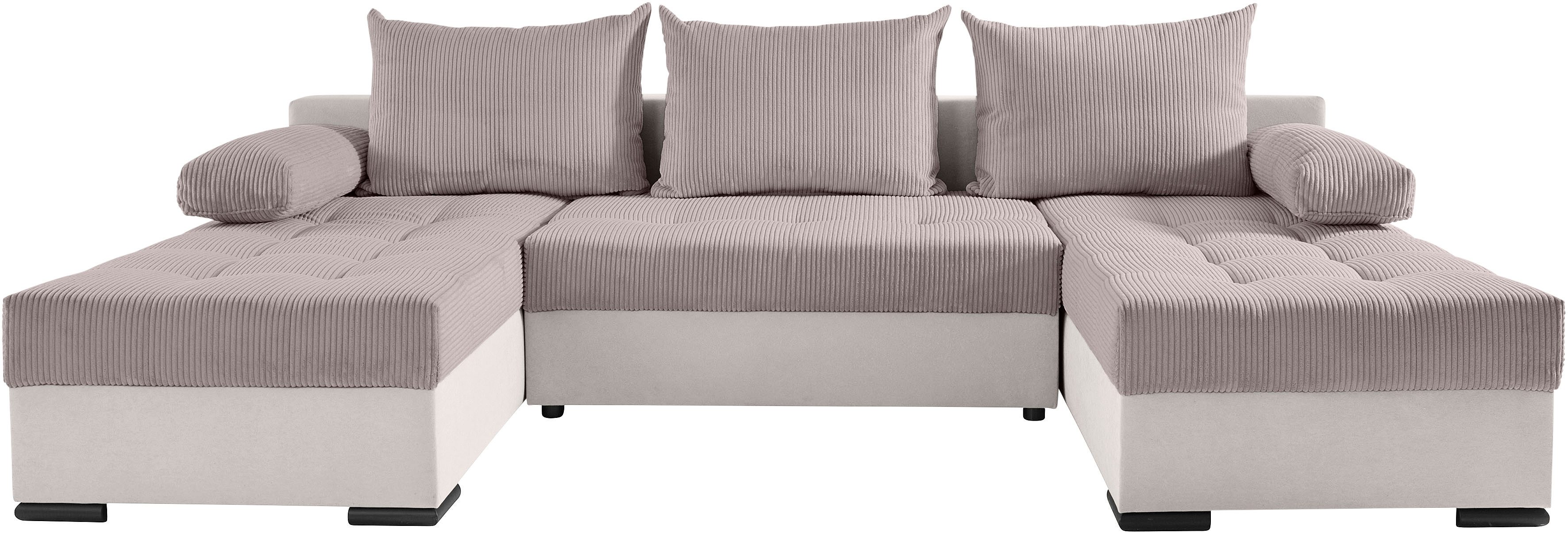 COLLECTION AB Zithoek Josy U-vorm, breedte 269 cm, platweefsel, structuur, kunstleer