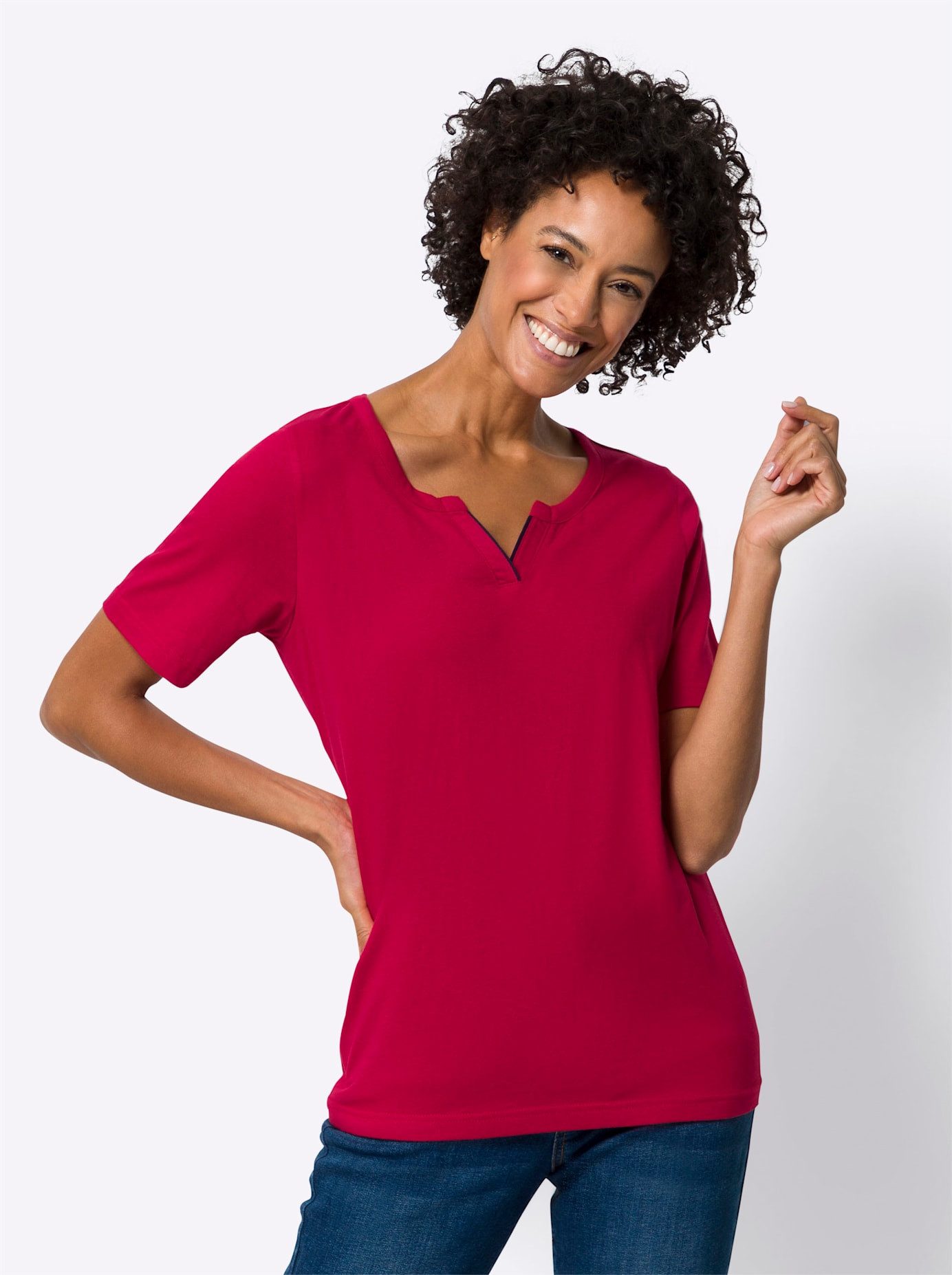 Classic Basics Shirt met korte mouwen (1-delig) dames t-shirts maat 38 rood