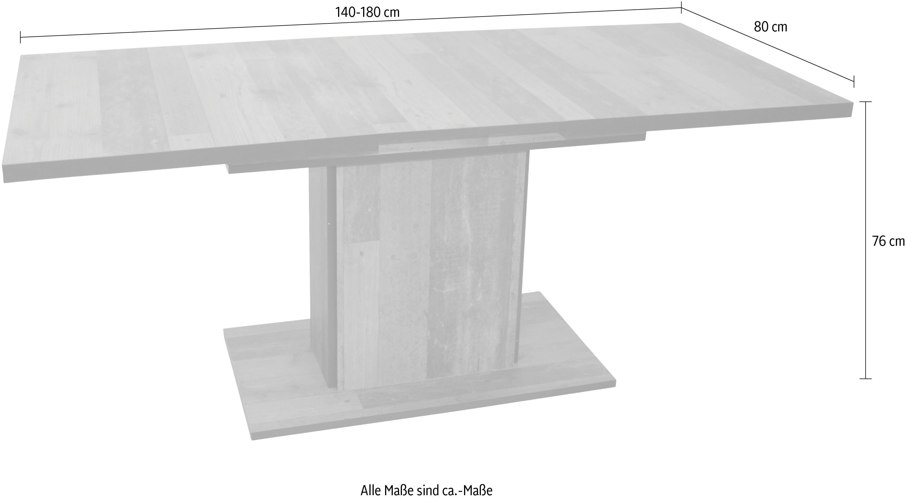 Home affaire Eettafel Hunter doorlopende randen zwart afgezet, van 140 naar 180 cm te vergroten