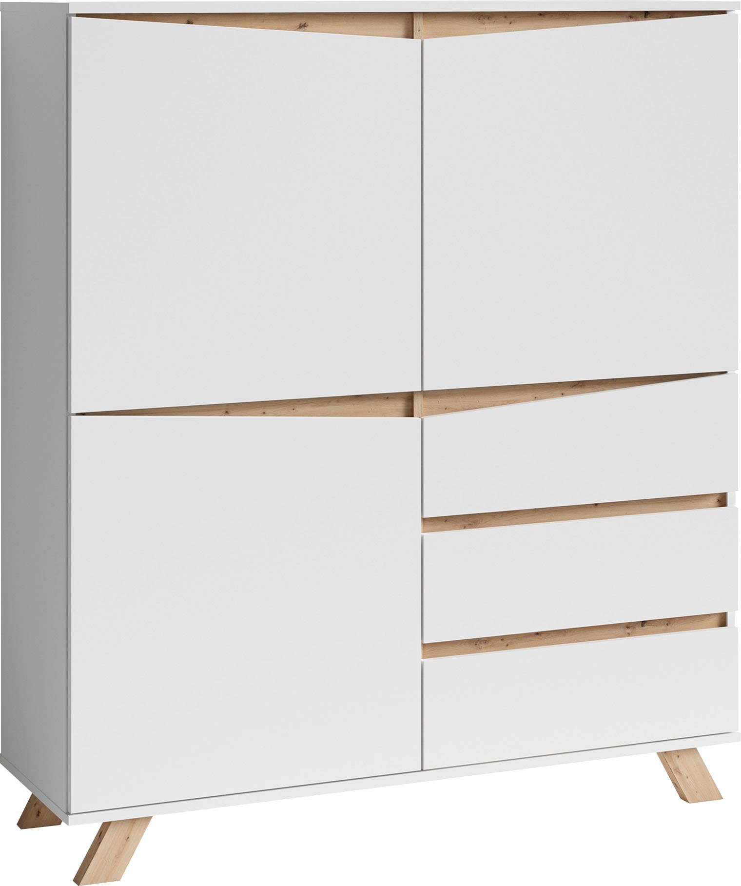 INOSIGN Highboard VALENTIN 3 lades en 3 deuren, breedte 120 cm in modern scandi-design