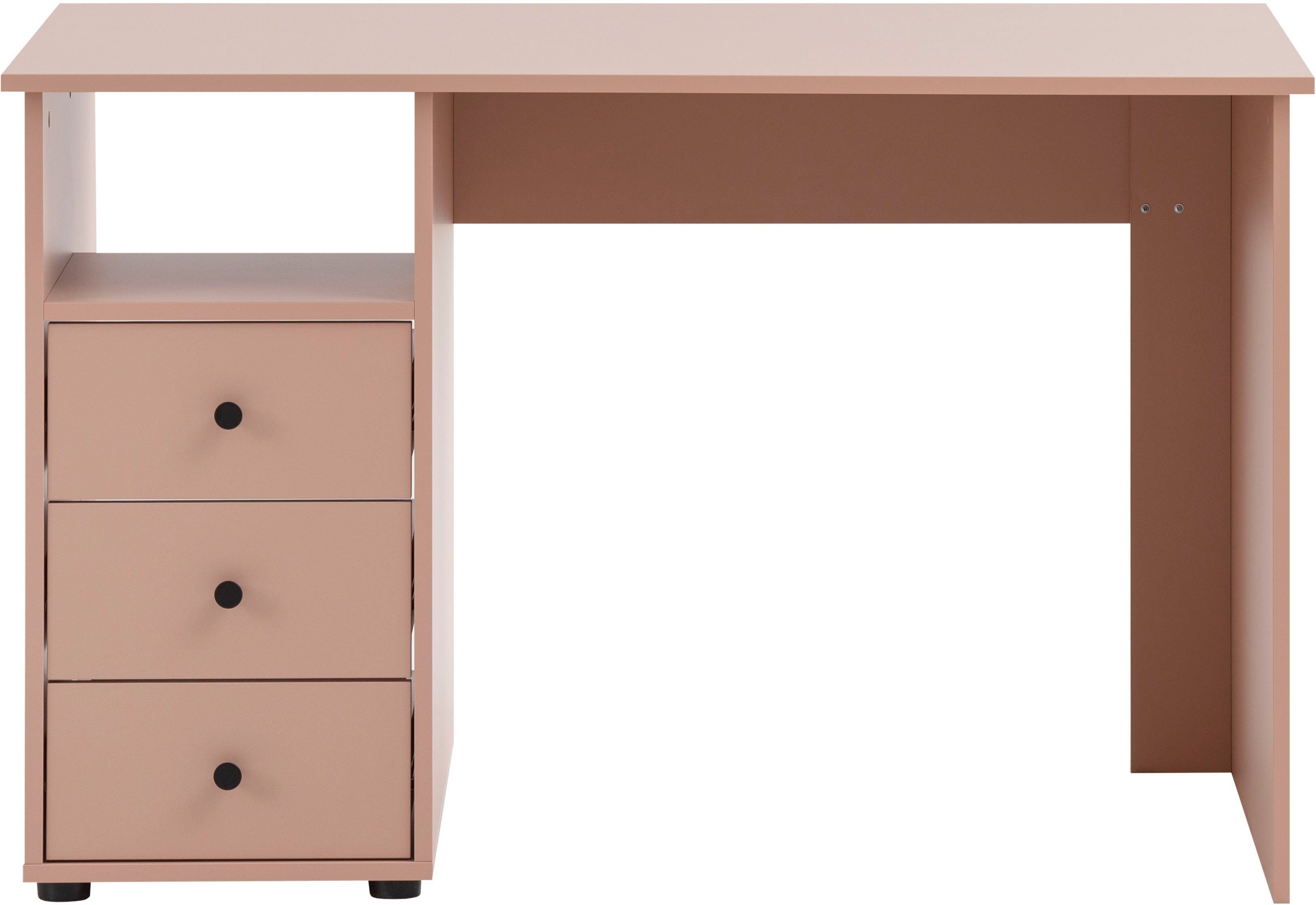 Schildmeyer Bureau Smash, breedte 115 cm 3 laden met uittrekbegrenzing en metalen beslag