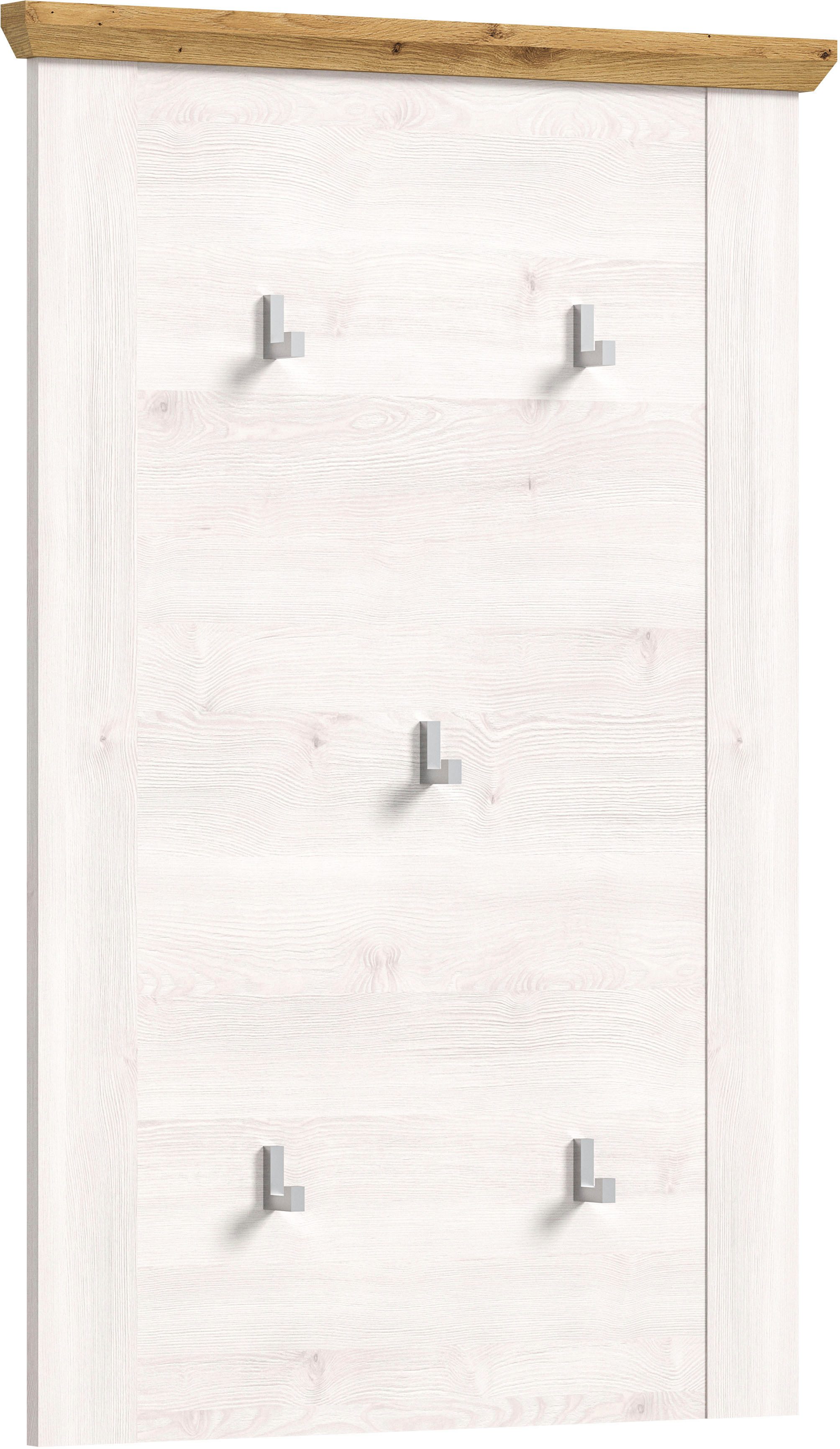Home affaire Kapstokpaneel COSENZA, TOPSELLER!, Höhe 103 cm, 5 Garderobenhaken, 2-farbig in landelijke stijl, wandpaneel, paneel, wandhaak