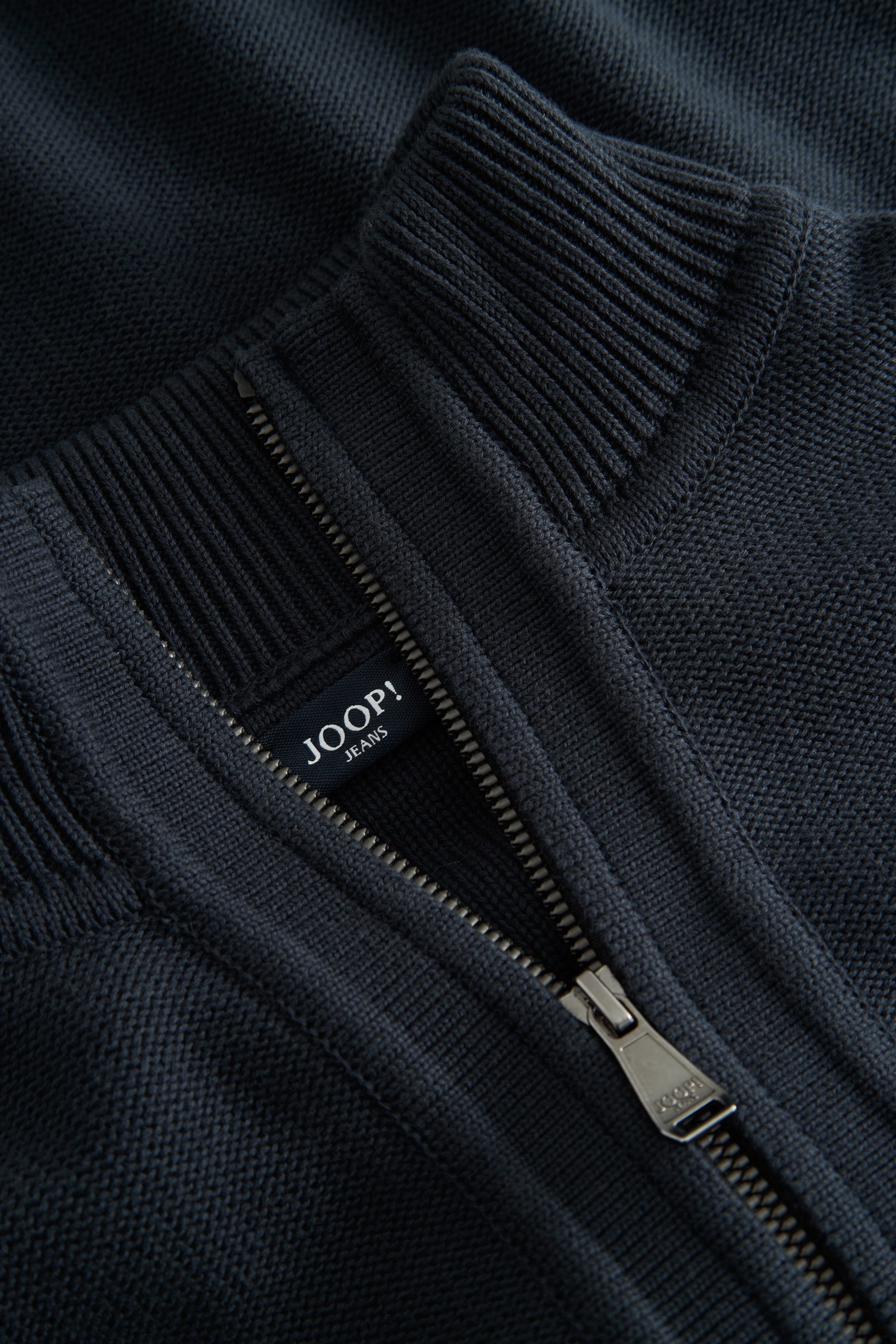 Joop Jeans Cardigan Paulos zachte textuur, metalen rits