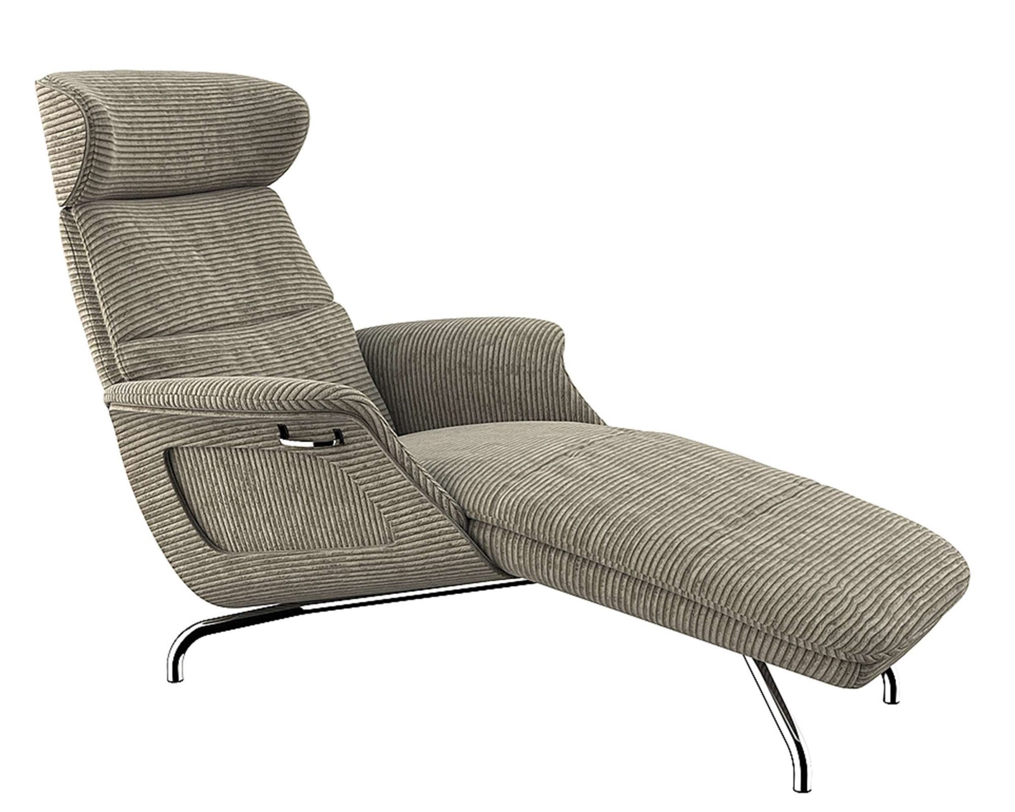 FLEXLUX Loungestoel Clement chaise longue, relaxstoel, ligstoel Rug- en hoofdsteunverstelling, armleuning gepolsterd geolied, voet van aluminium
