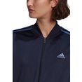 adidas performance trainingspak women essentials 3-stripes tracksuit (set, 2-delig) blauw