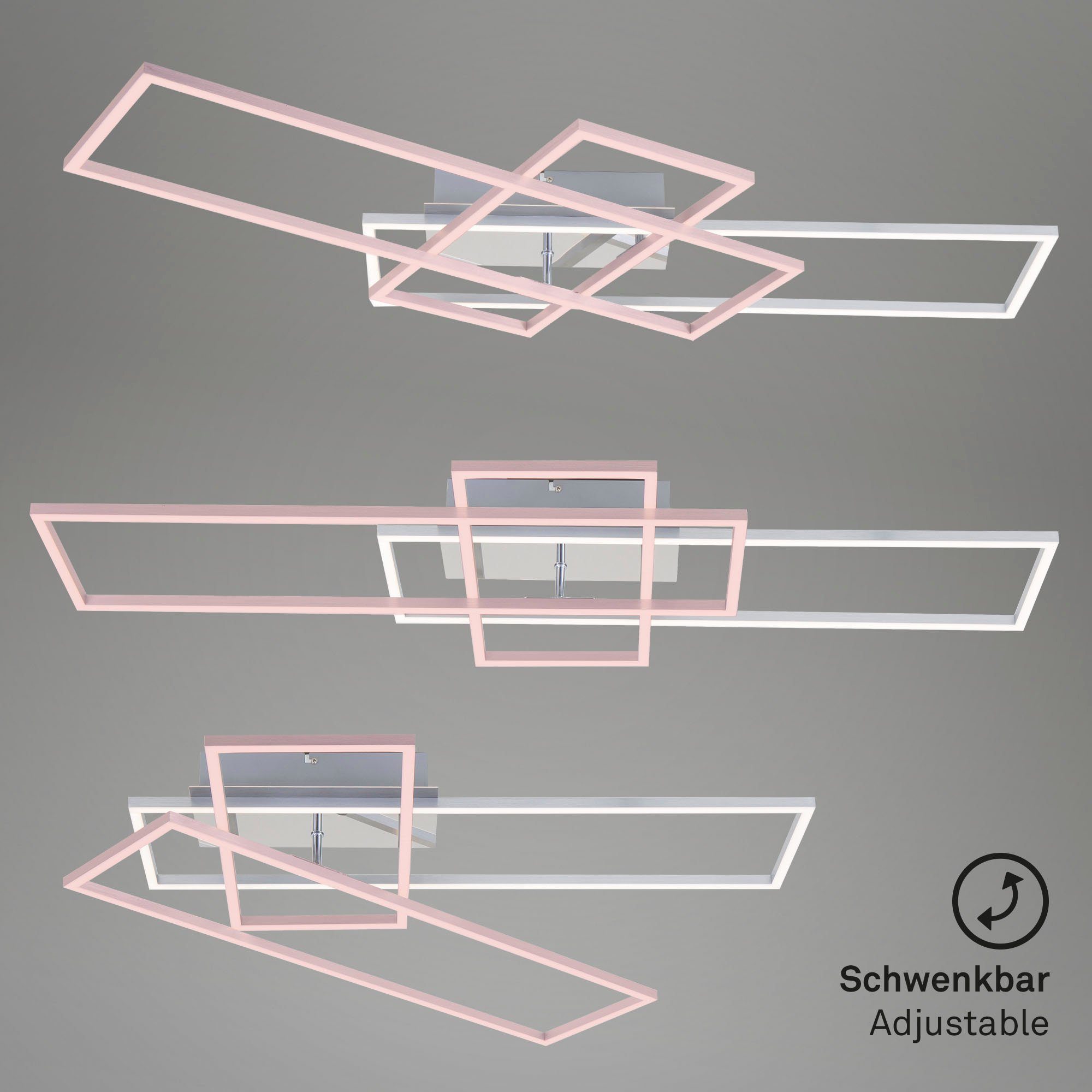 Briloner Leuchten Led-plafondlamp 3156018 FRAME Plafondlamp, 104x42x10 cm, chroom, 55W, woonkamer, slaapkamer, keuken