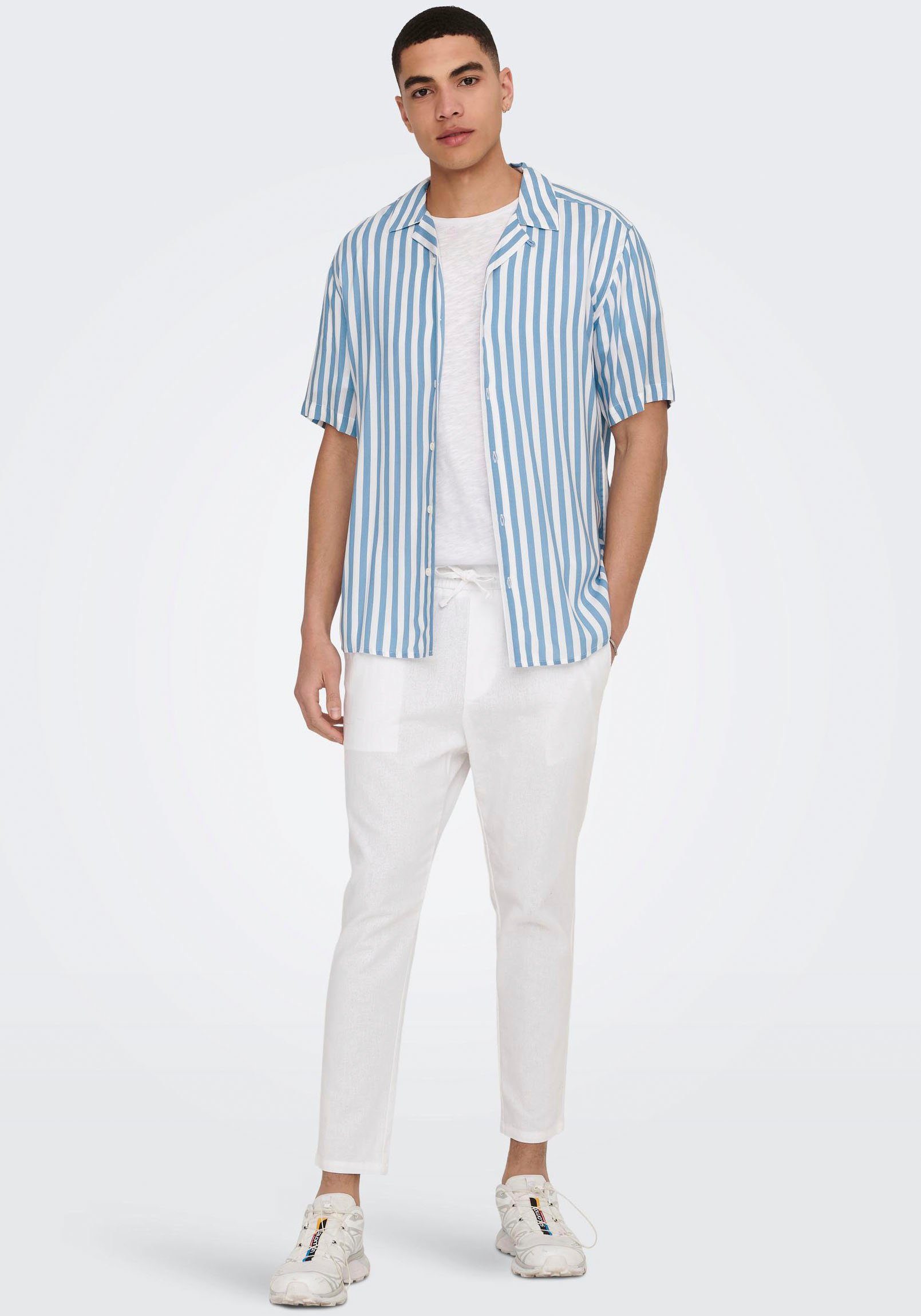 ONLY & SONS Stoffen broek ONSLINUS CROP 0007 COT LIN PNT NOOS